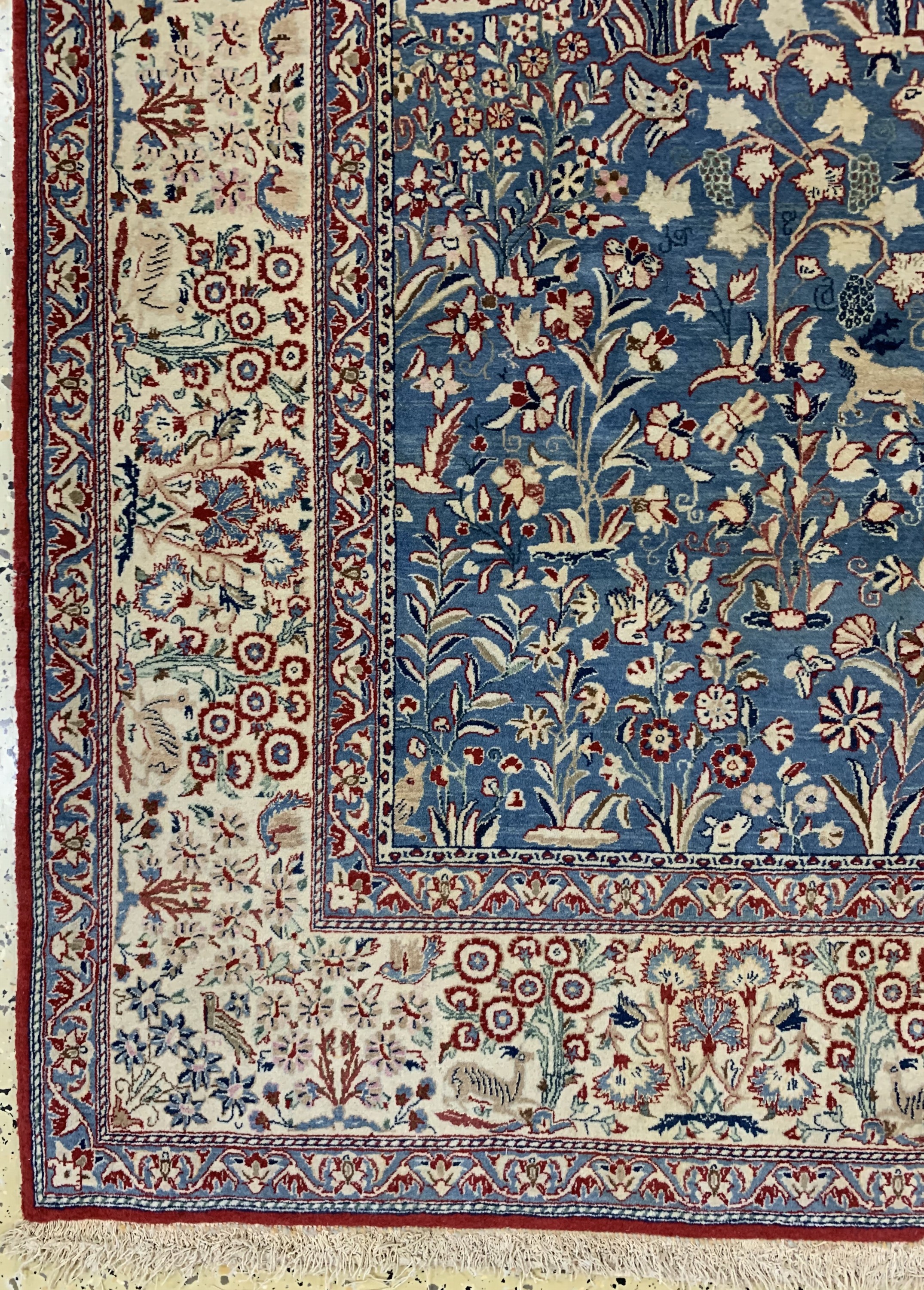 Detail b: Nain Tudeschk fein, Persien, Anfang 20.Jhd,Korkwolle auf Baumwolle, ca. 230 x 160 cm, EHZ: 2(fleckig)