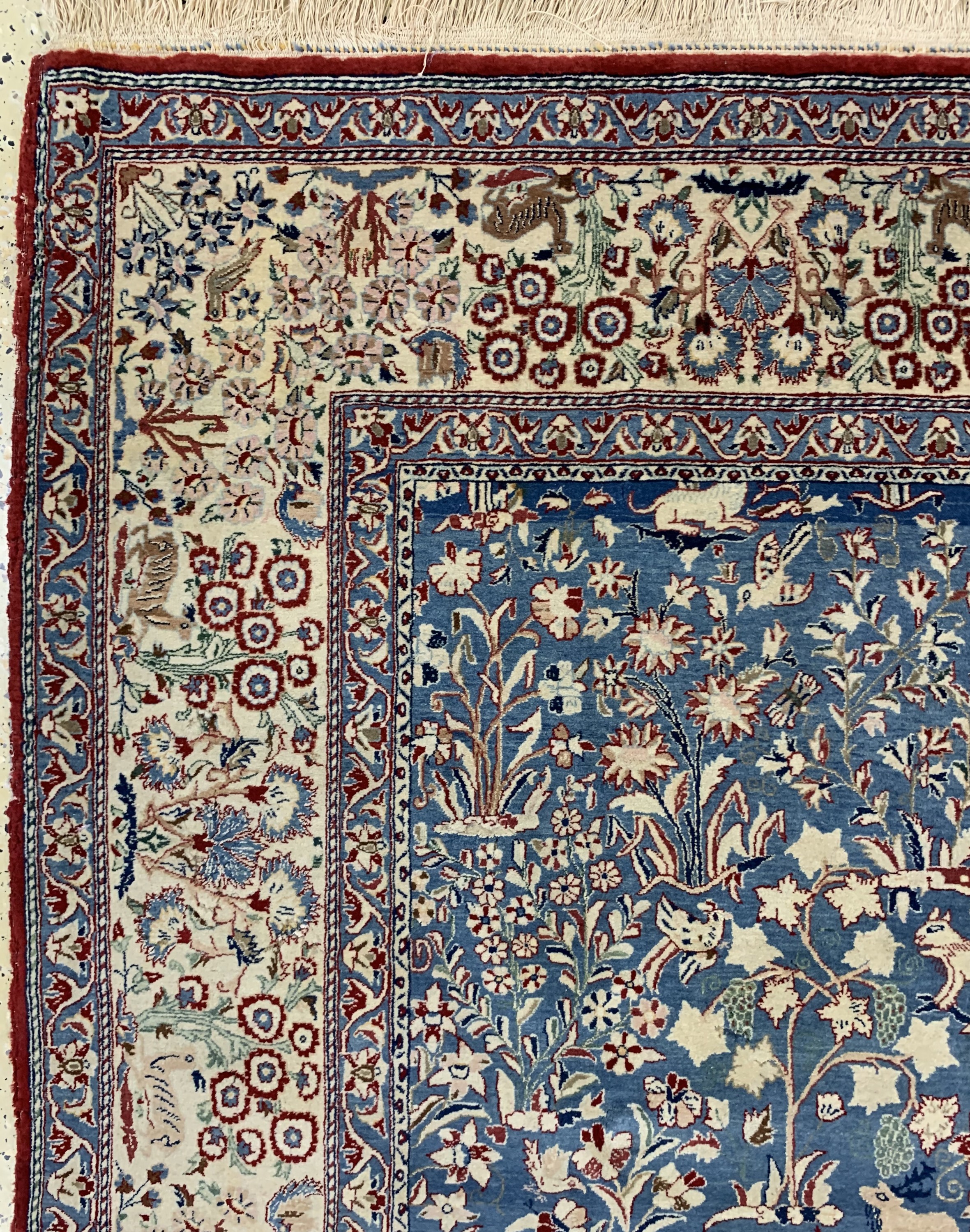 Detail d: Nain Tudeschk fein, Persien, Anfang 20.Jhd,Korkwolle auf Baumwolle, ca. 230 x 160 cm, EHZ: 2(fleckig)
