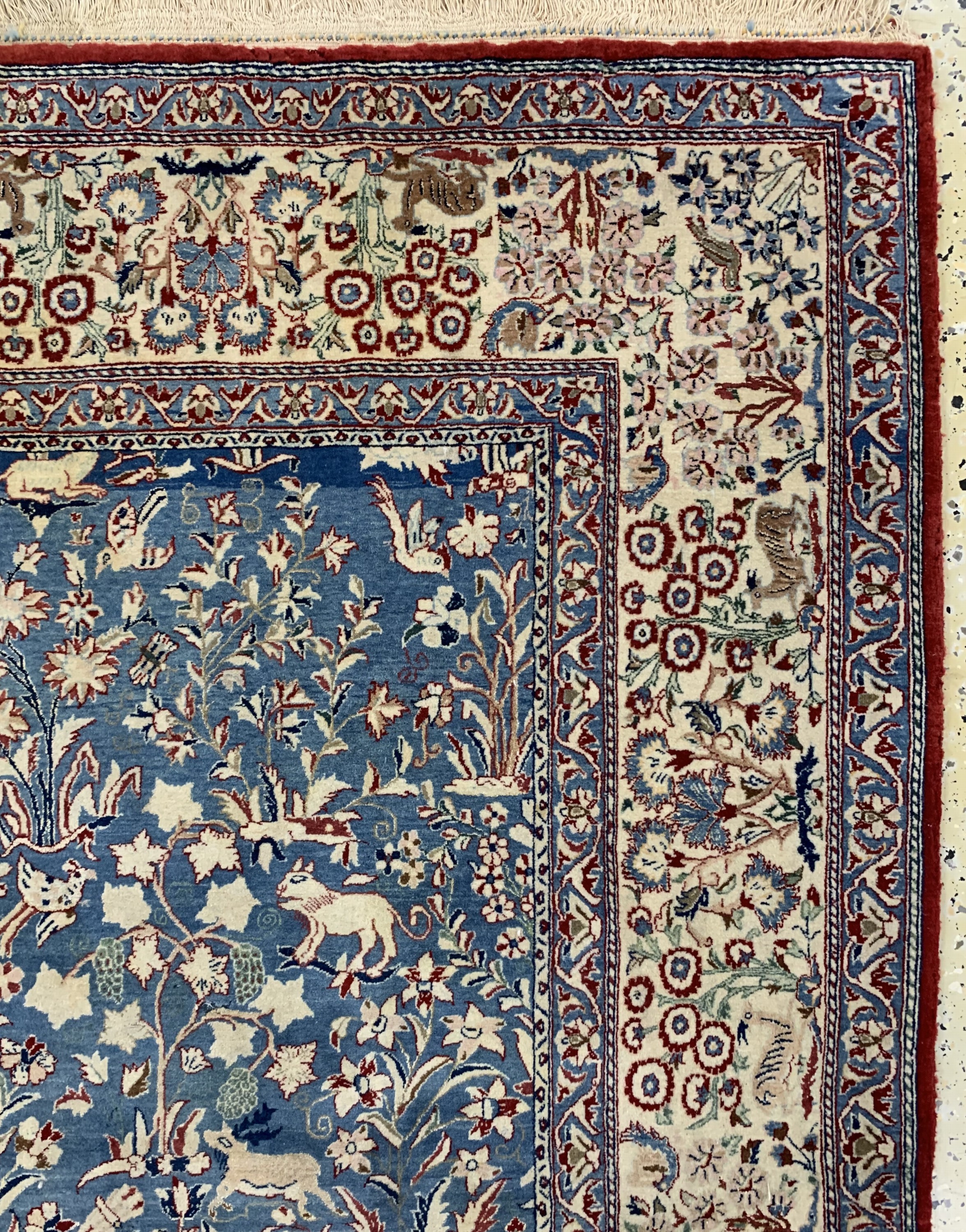 Detail e: Nain Tudeschk fein, Persien, Anfang 20.Jhd,Korkwolle auf Baumwolle, ca. 230 x 160 cm, EHZ: 2(fleckig)