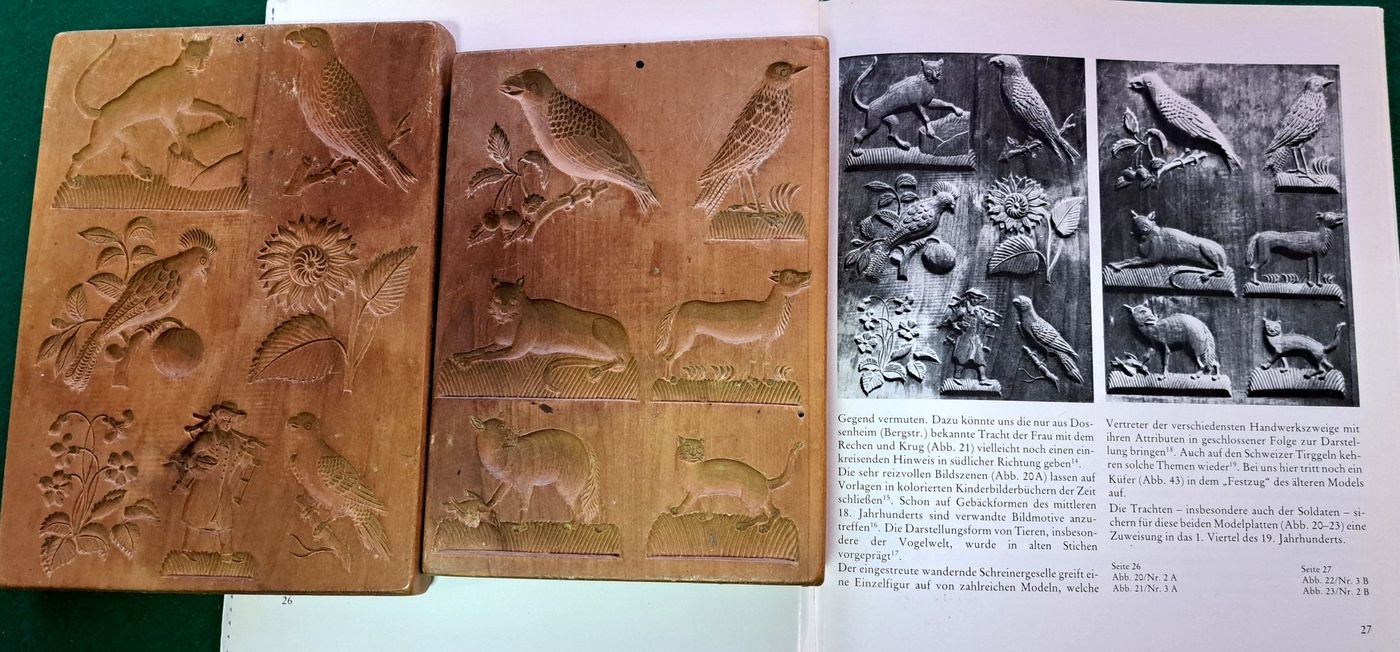 Detail g: Kleine Holzmodelsammlung für Gebäck, 14 Teile Provenienz Merck und Wedekind Raum Darmstadt, 17.- 19.. Jh., Modelschnitzkunst aus verschiedenen ...