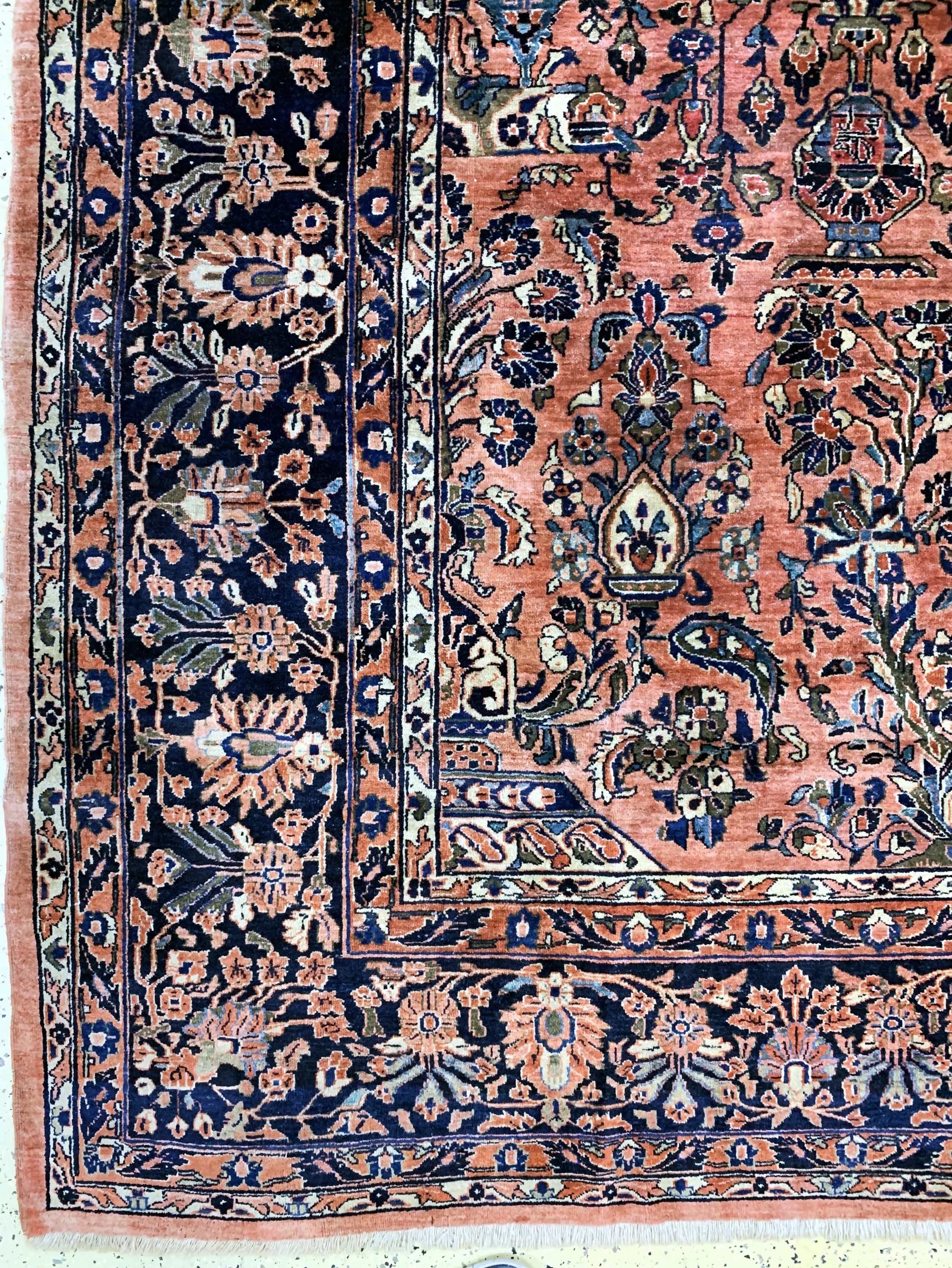 Detail b: Us Re-Import Sarogh antik, Persien, um 1900, Wolle auf Baumwolle, ca. 610 x 320 cm, EHZ: 2-3, (alte restaurierungen)