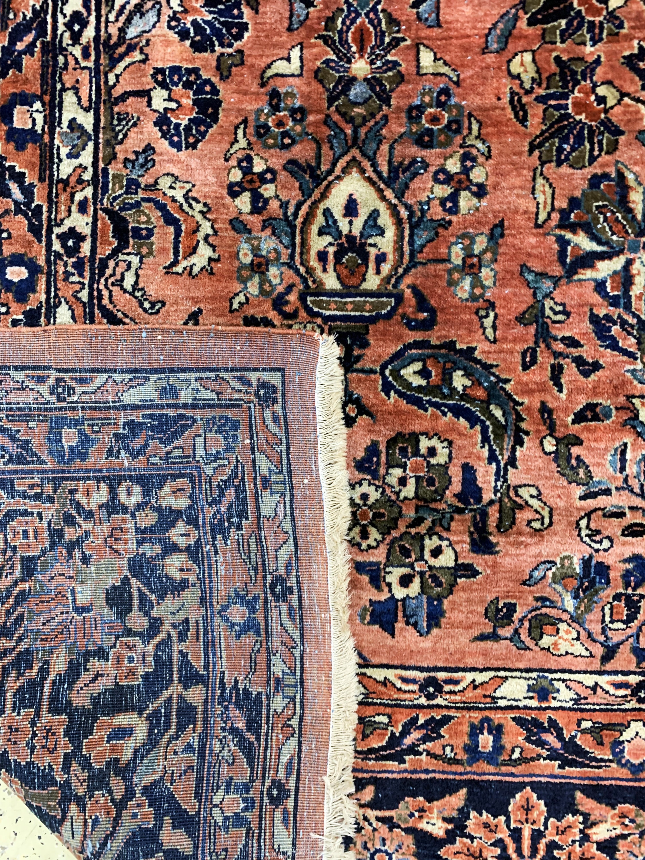 Detail h: Us Re-Import Sarogh antik, Persien, um 1900, Wolle auf Baumwolle, ca. 610 x 320 cm, EHZ: 2-3, (alte restaurierungen)