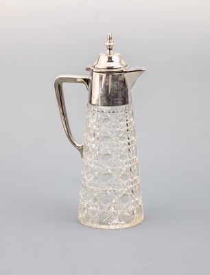 Image 26876047 - Schenkkanne, konische Grundform, Korpus geschliffenes Glas, Montur Metall versilbert, ...