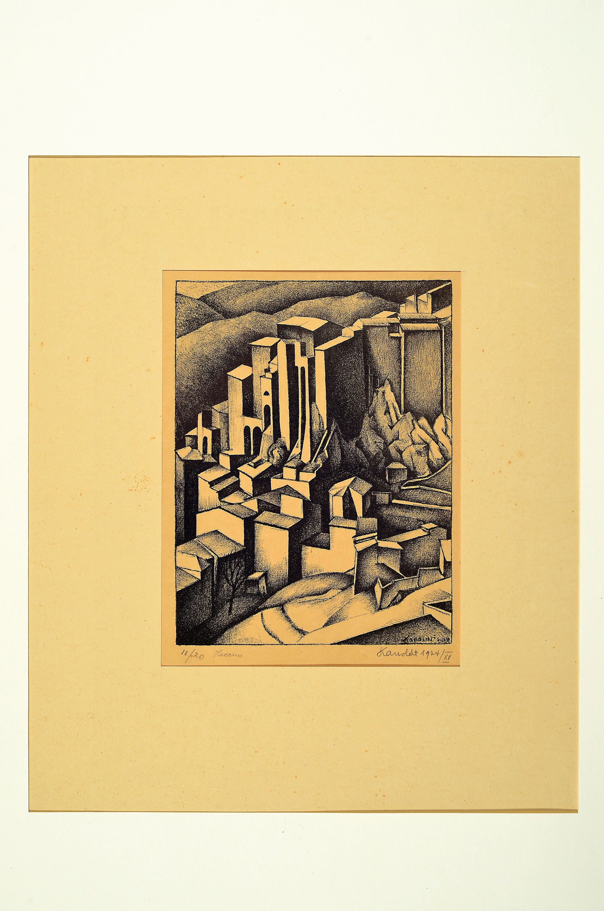 Detail k: Alexander Kanoldt, 1881 Karlsruhe-1939 Berlin, Lithographie, "Olevano", 1924/XV, Ed. 10/20, handsigniert, datiert und nummeriert, ...