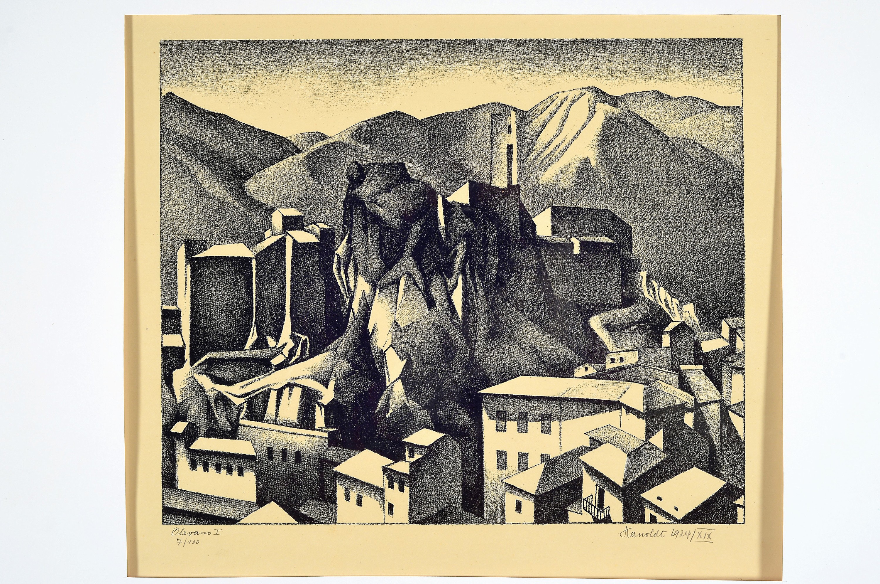 Detail k: Alexander Kanoldt, 1881 Karlsruhe-1939 Berlin, Lithographie, "Olevano I", 1924/XIX, Ed. 7/100, handsigniert, datiert und nummeriert, Blatt ...