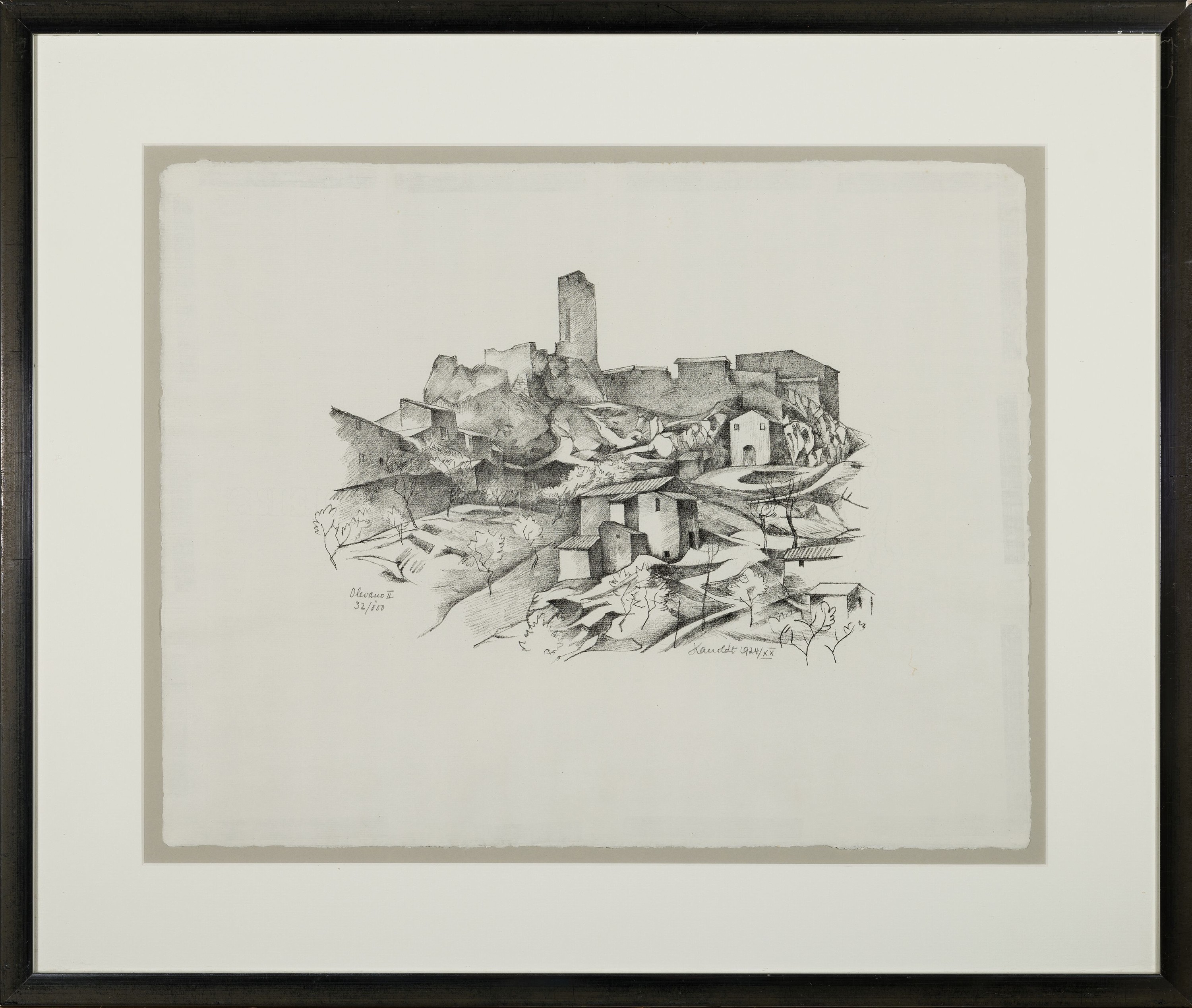Detail k: Alexander Kanoldt, 1881 Karlsruhe-1939 Berlin , Lithographie, "Olevano II", 1924/XX, Ed. 32/100, handsigniert, datiert und nummeriert, auf ...