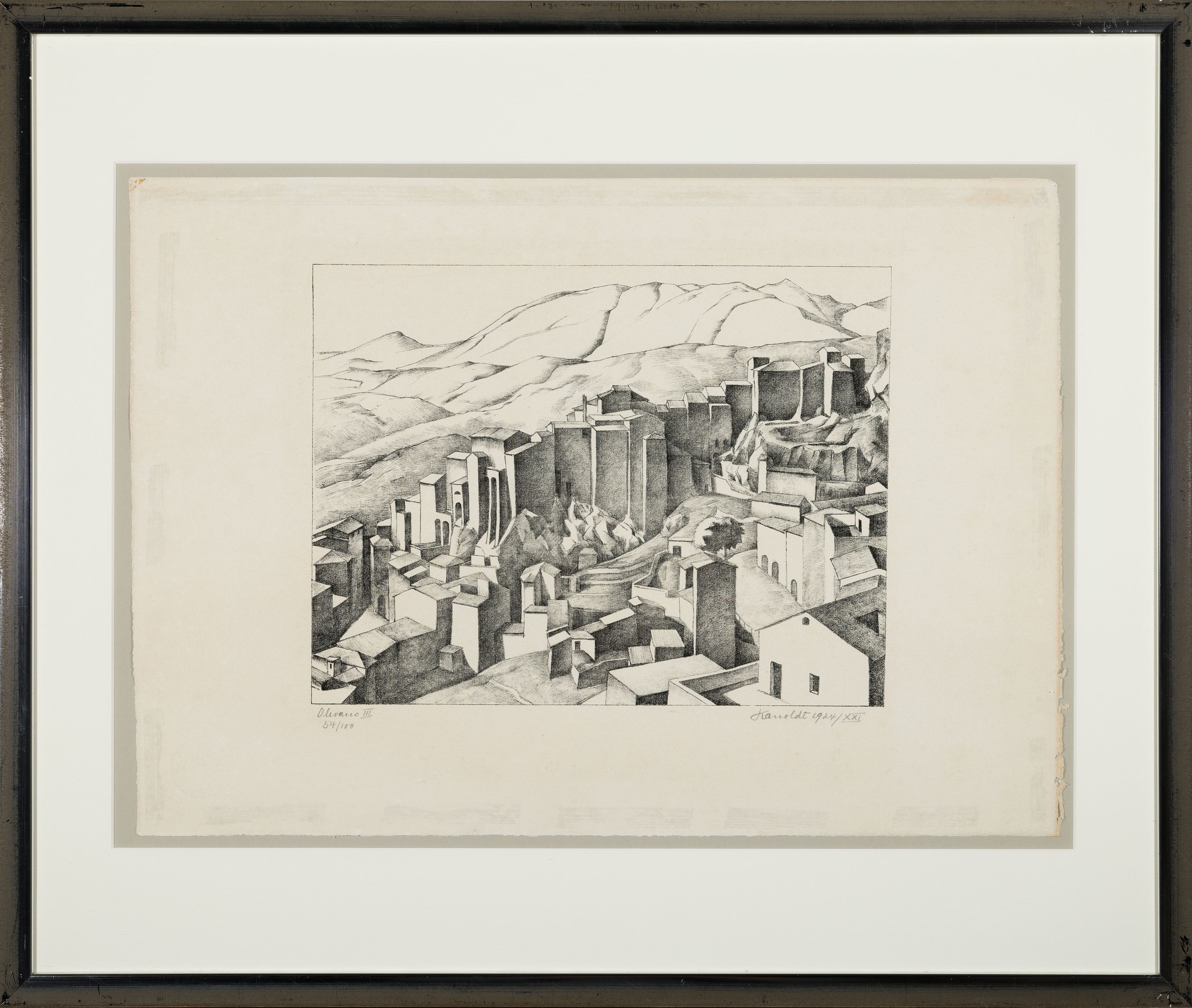 Detail k: Alexander Kanoldt, 1881 Karlsruhe-1939 Berlin, Lithographie, "Olevano III", 1924/XXI, Ed. 54/100, handsigniert, datiert und nummeriert, auf ...