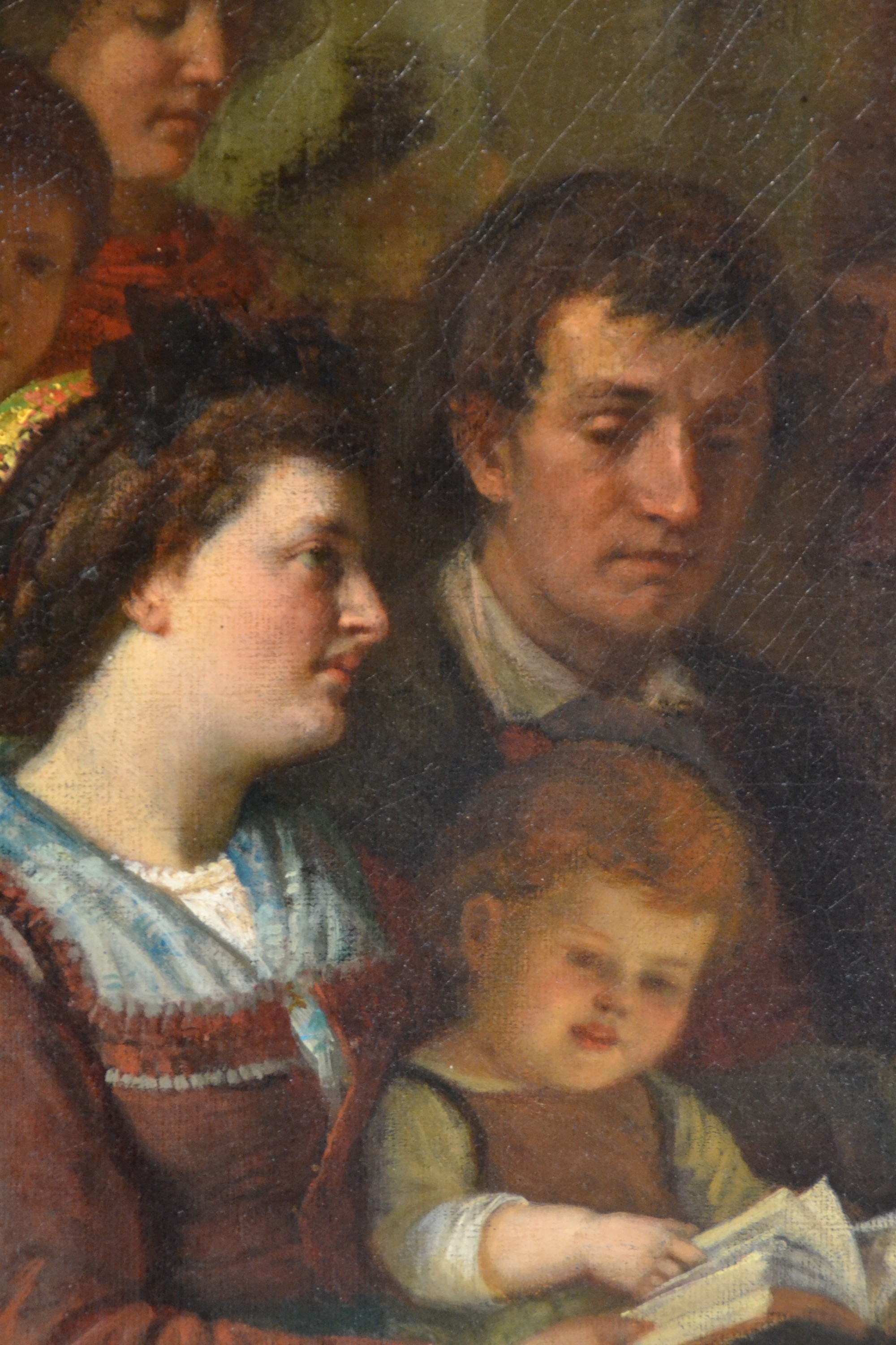 Detail b: Rudolf Epp, 1834 Eberbach-1910 München, Landleute in der Kirche, Öl/Lwd, rest., doubl., rechts unten signiert und dat. 1867, ca. 148x113cm, R. ca. ...