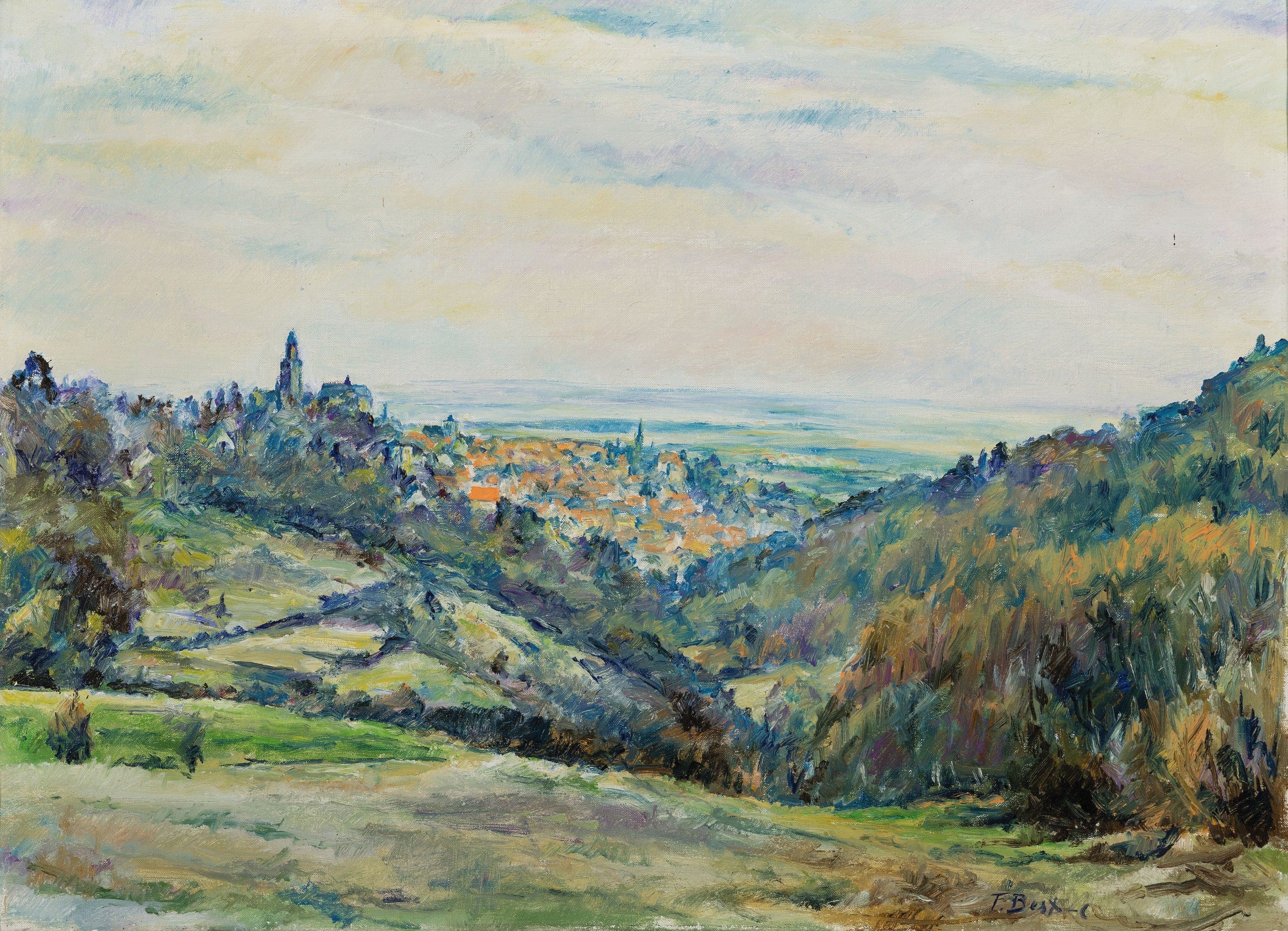 Fritz Best-Cronberg, 1894-1980 Kronberg im Taunus, "(Vor-)Frühling", Landschaft im Taunus, so verso bezeichnet, Öl/Lwd, rechts unten ...