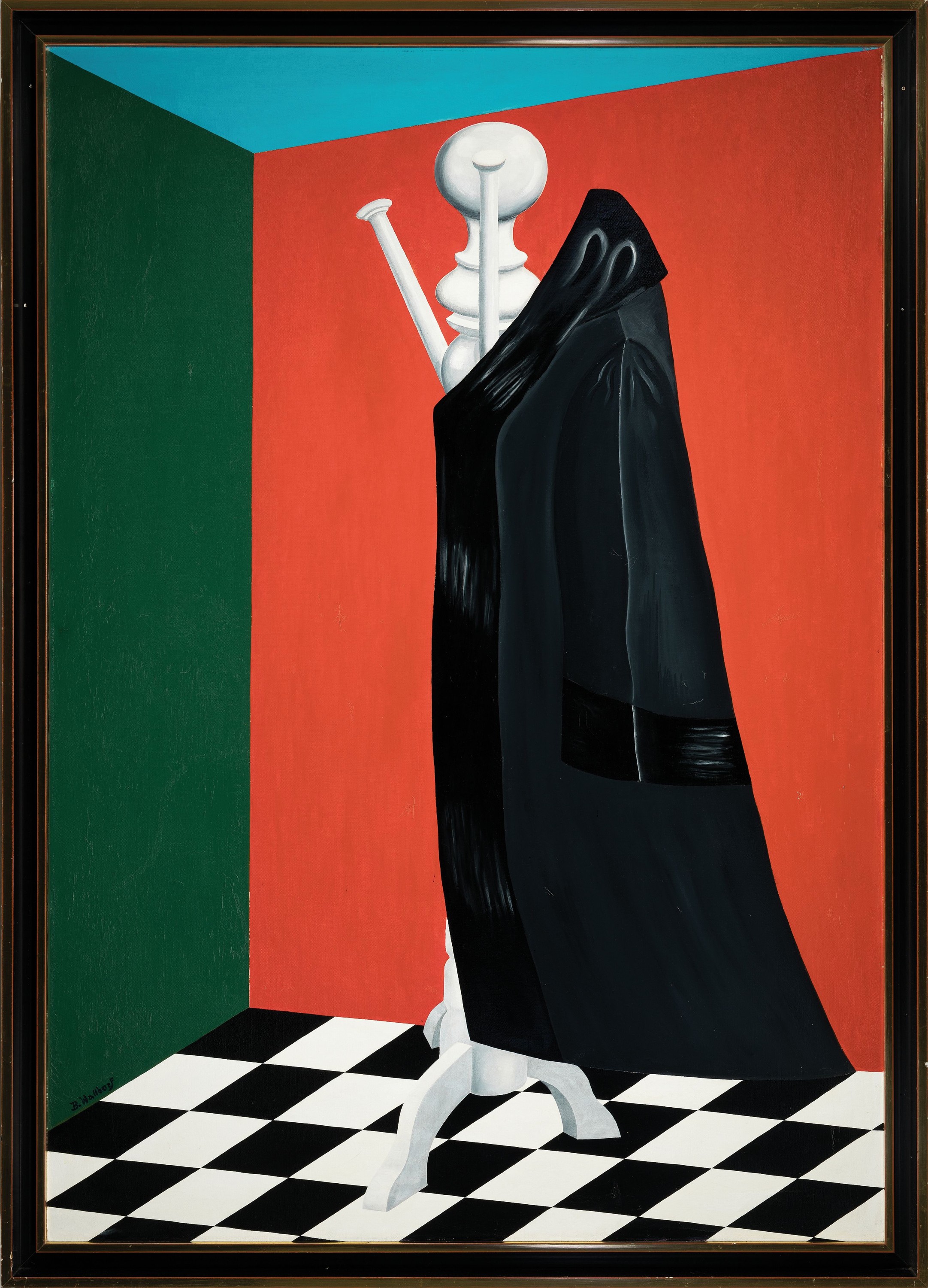 Detail k: Benno Walldorf, 1928 Gießen-1985 Bad Homburg , "Der Rechtsanwalt", links unten signiert, Öl/Lwd, 160x115 cm, verso Etikett der Galerie ...