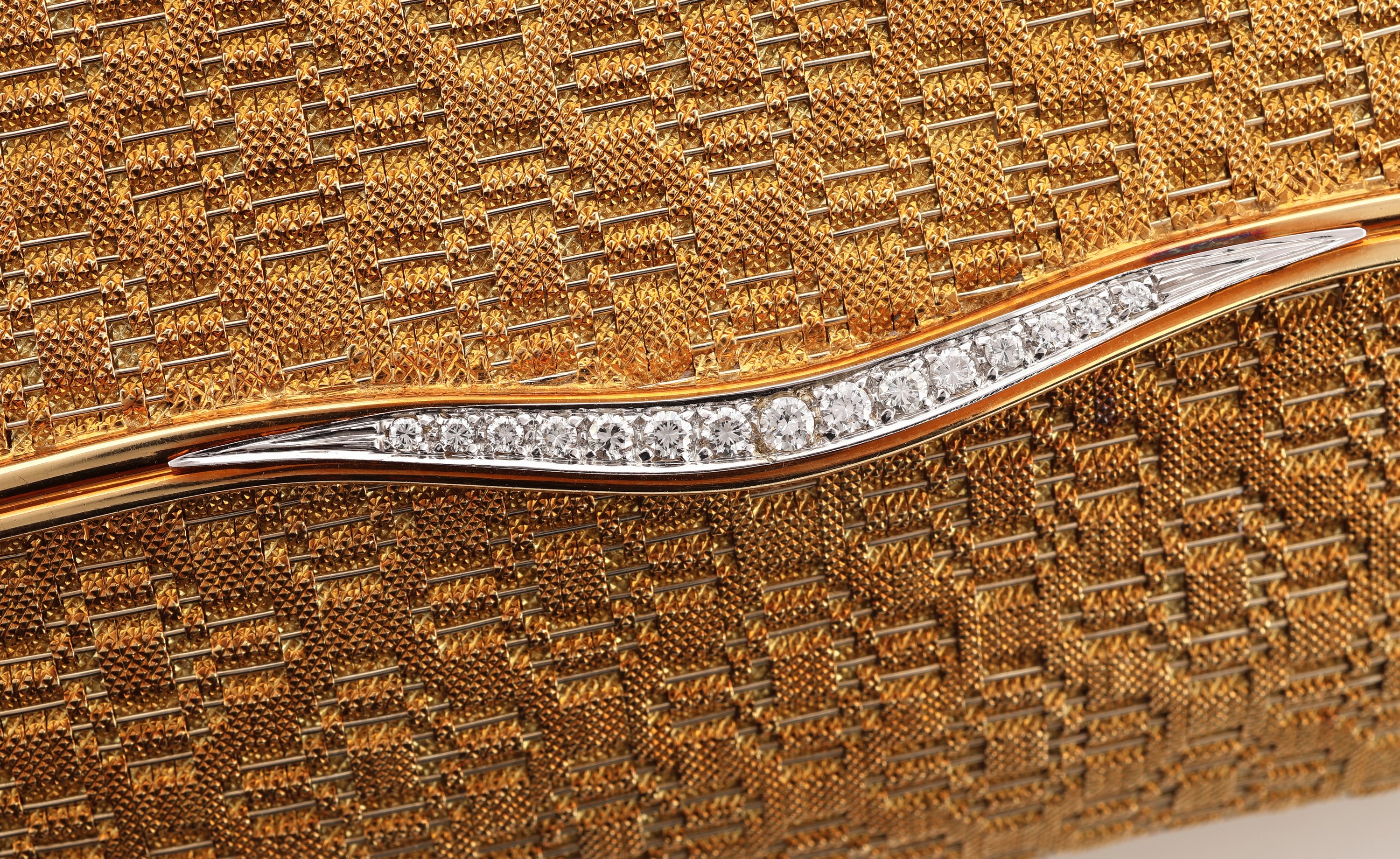 Detail c: Vintage 18 kt Gold Brillant-Damenhandtasche, 1960er Jahre, GG/WG 750/000, qualitätvolle italienische Atelierarbeit, Abendtasche, aufwendige ...