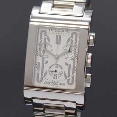 26877762a - BULGARI Armbandchronograph Modell Rettangolo Referenz RTC 49S, quarz, Edelstahlgeh. ...