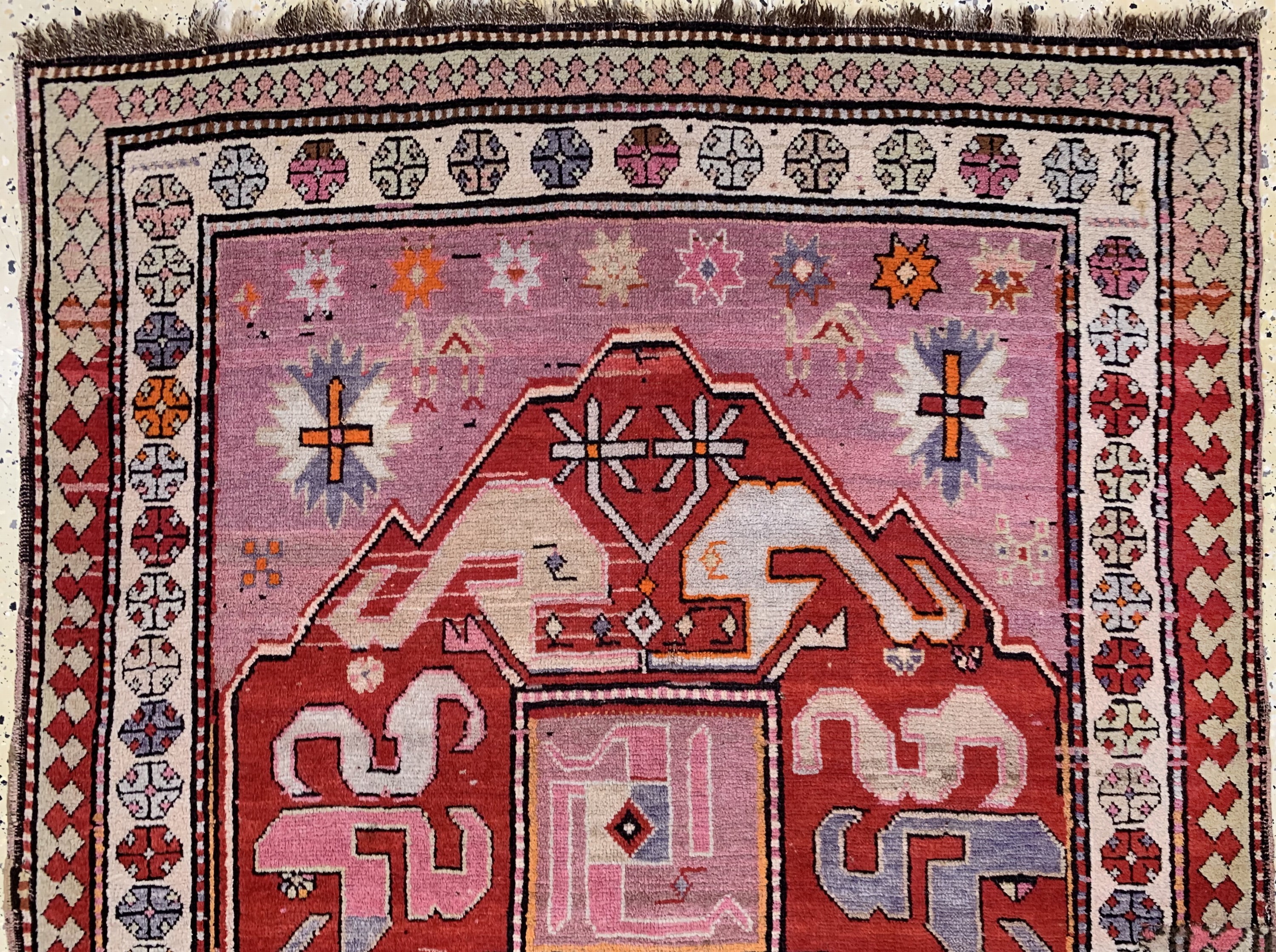 Detail a: Wolkenband Kazak, Kaukasus, Anfang 20.Jhd, Wolle auf Wolle, ca. 250 x 133 cm, EHZ: 2-3 (alte Restaurierungen)