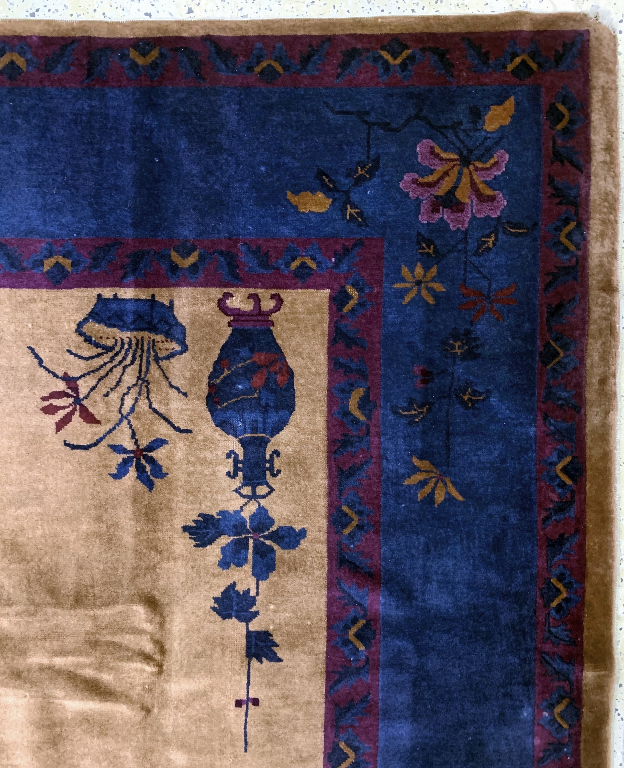 Detail e: Antiker Peking, China, um 1900, Manchester-Korkwolle, ca. 351 x 284 cm, EHZ: 3