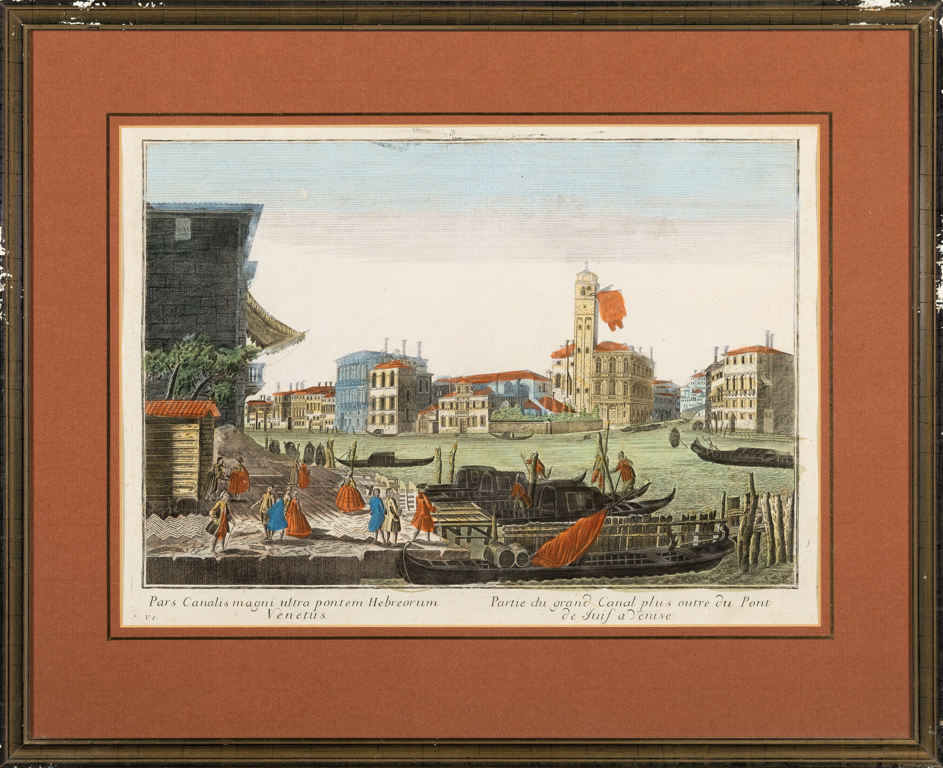 Detail n: 4 Guckkastenbilder mit Prospekten von Venedig, um 1760/80, Kupferstiche, altkoloriert, je bezeichnet lat./frz., "Magni Armamentarii Navalis ...