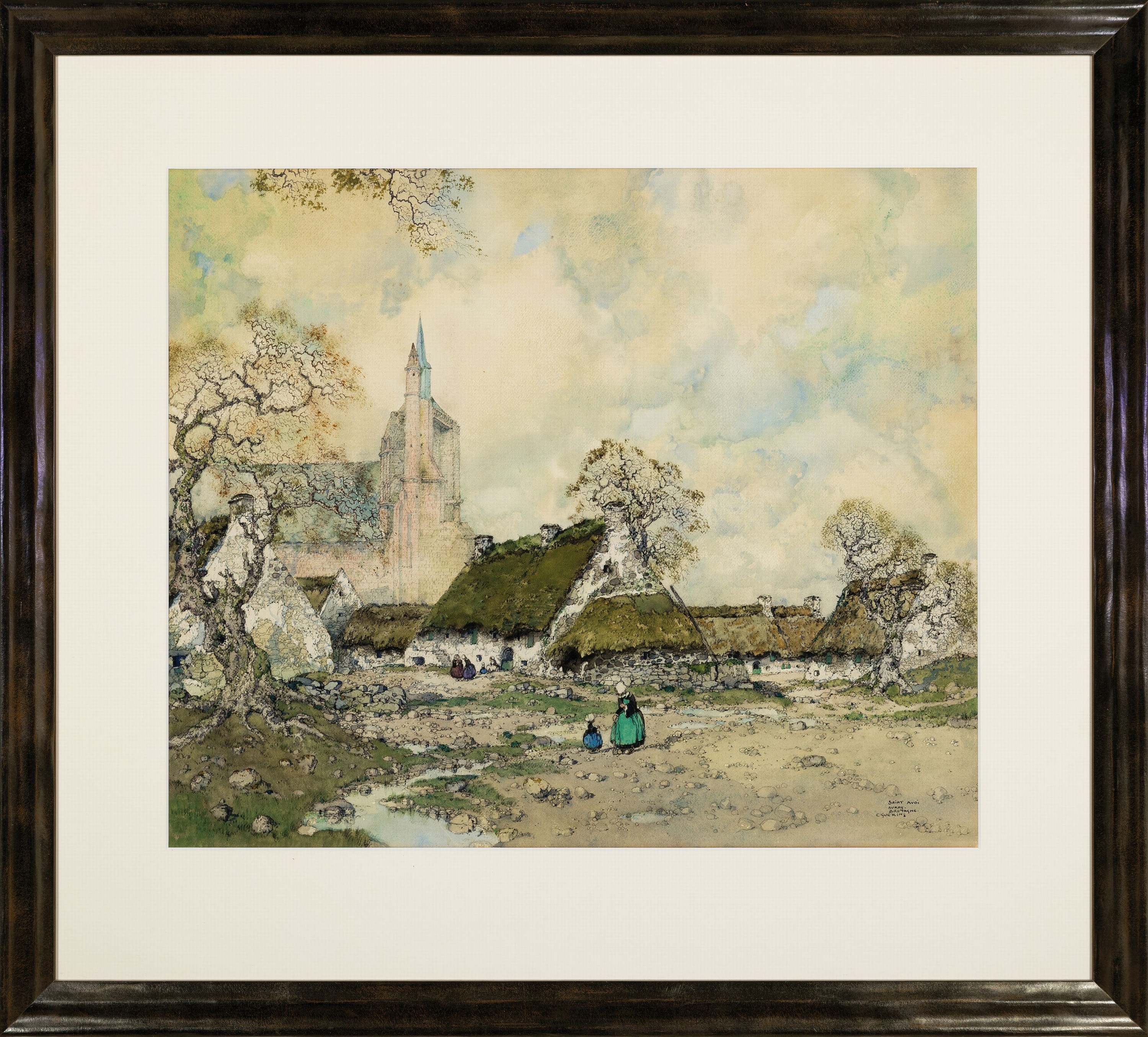 Detail k: Ernest Pierre Guerin, 1887 Rennes-1952 Quiberon, Frankreich, Aquarell, "Saint Avoi, Avray, Bretagne", rechts unten bezeichnet und signiert, ...