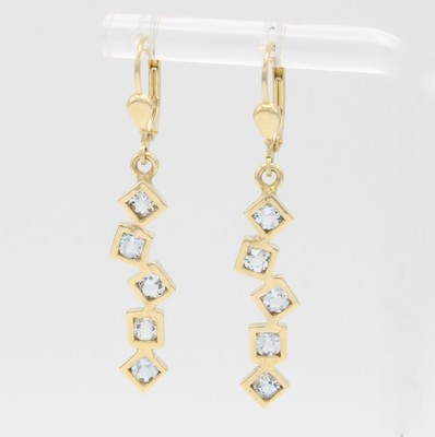Image 26878158 - Paar Ohrgehänge mit Aquamarinen, GG 585/000,fac. Aquamarine in ...