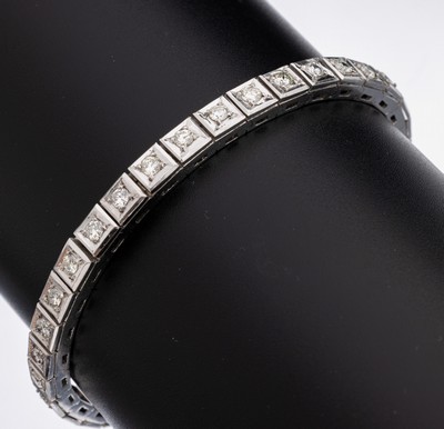 Image 26878556 - 14 kt Gold Brillant-Armband, WG 585/000, 33Brillanten zus. ca. 4.0 ct ...
