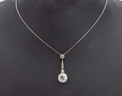Image Art Deco Platin Diamant-Collier, um 1920, Pt gepr., Mittelteil bewegl. gearbeitet, ...