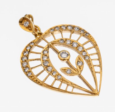 Image 26878652 - 18 kt Gold Brillant-Clipanhänger, GG 750/000, durchbrochen gearbeitet, florale ...