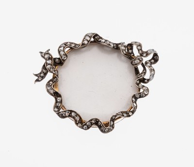 Image 18 kt Gold Diamant-Medaillon-Brosche, um 1890, RG 750/000, aufwendige Rahmung aus ...