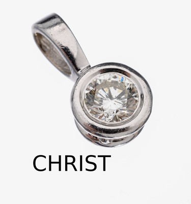 Image 26878938 - 18 kt Gold CHRIST Brillant-Anhänger, WG 750/000, Brillant ca. 0.60 ct ...