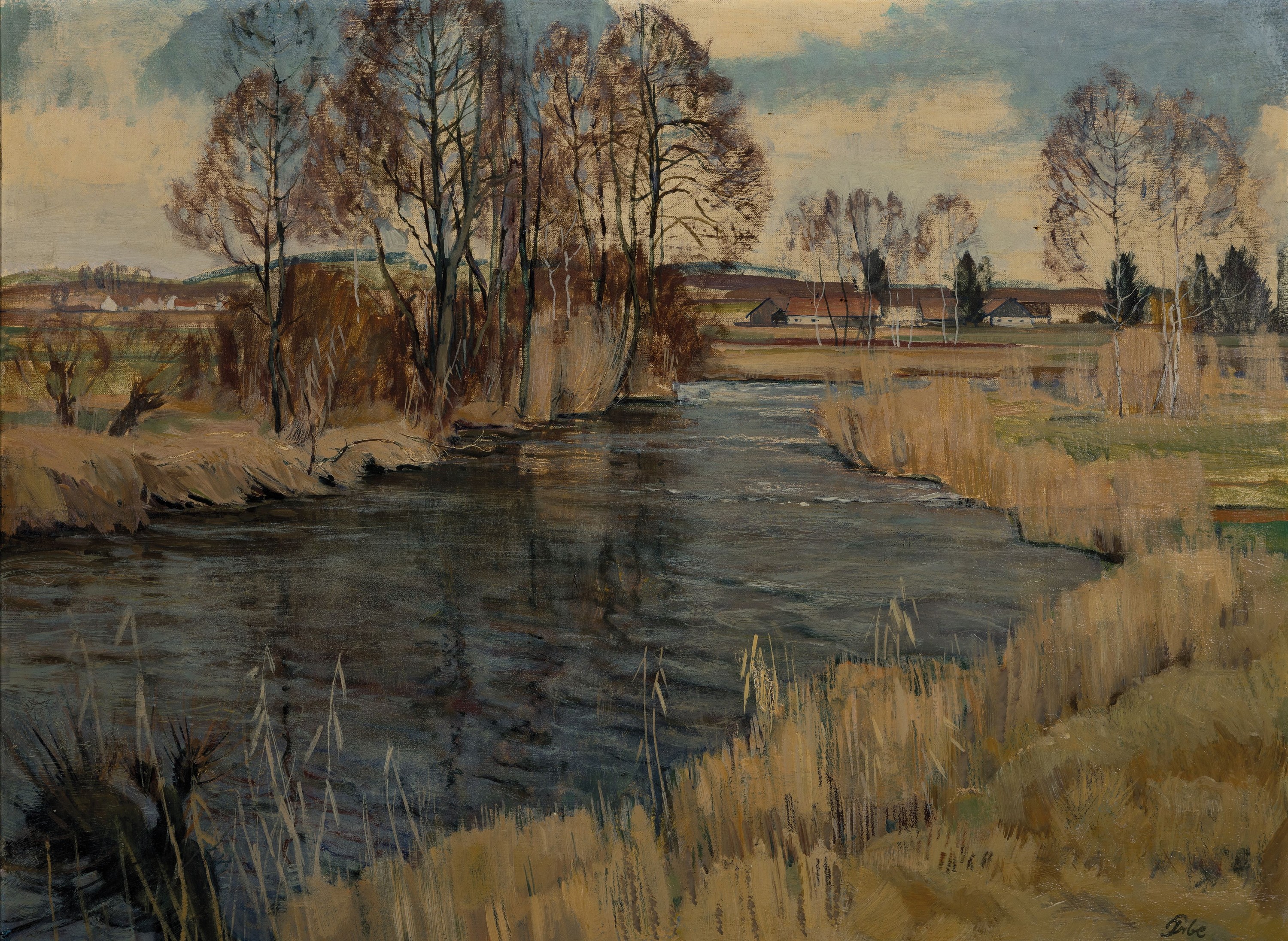 Paul Erbe, 1894 -1972 Haimmhausen, Daucher Künstler, hier: "Dachauer Moos", so rückseitig bezeichnet und P. Erbe Haimhausen b. München, ...