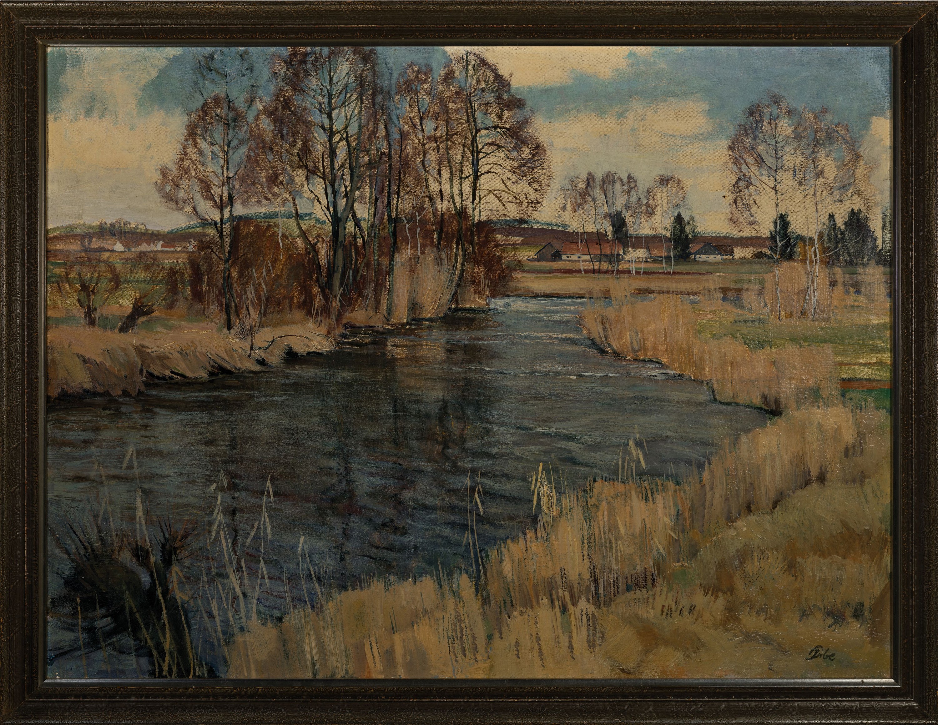Detail k: Paul Erbe, 1894 -1972 Haimmhausen, Daucher Künstler, hier: "Dachauer Moos", so rückseitig bezeichnet und P. Erbe Haimhausen b. München, ...