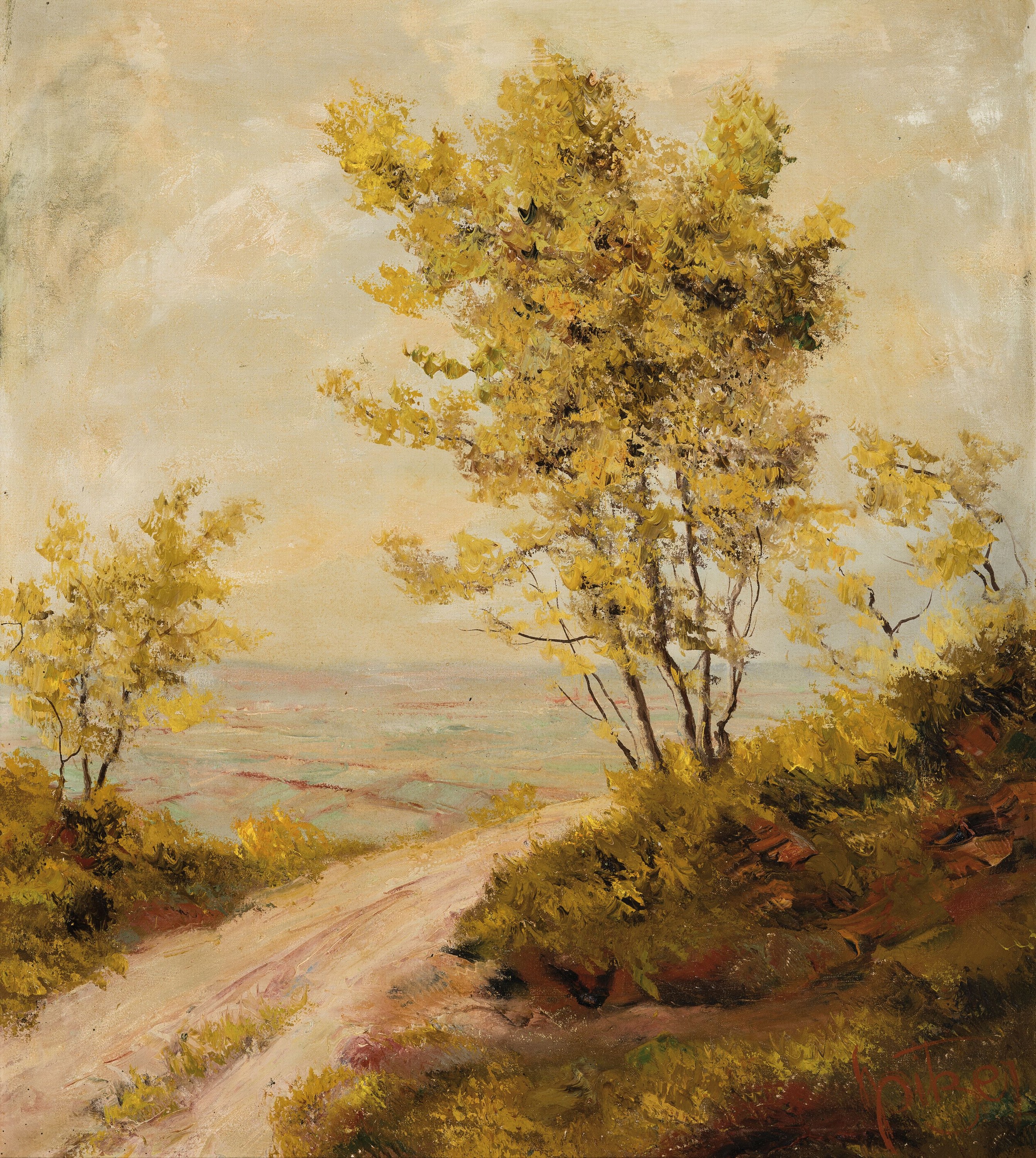 Karl Philipp Spitzer, 1887-1959 Speyer, Herbstlandschaft mit Blick in die Rheinebene, rechts unten signiert, Öl/Lwd, l. gewellt bzw. l. ...