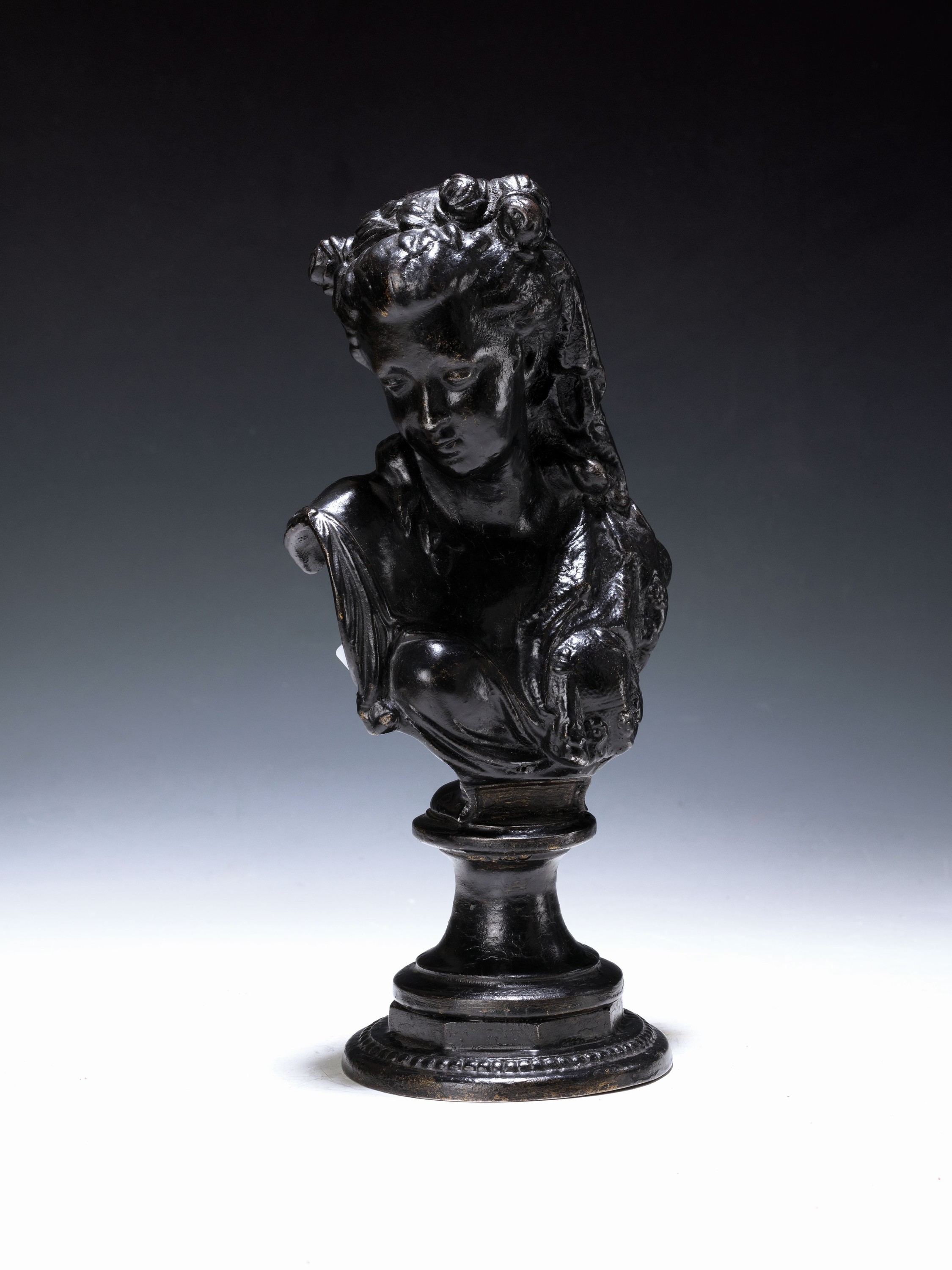 Büste "Frühling", Kasli Eisenwerk, Rußland, 1989, antike Mädchenbüste, ca. 28.5cm