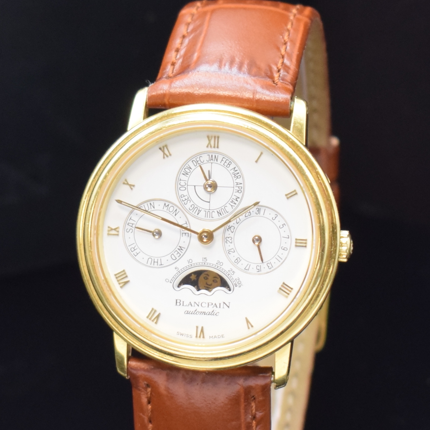 Detail a: BLANCPAIN Villeret Armbanduhr mit "Ewigem Kalender" Referenz 5495 in GG 750/000, Schweiz verk. lt. beil. Garantie 08/1990, Automatik, ...