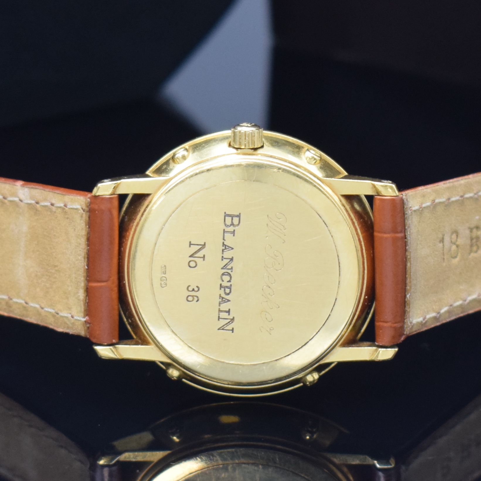Detail f: BLANCPAIN Villeret Armbanduhr mit "Ewigem Kalender" Referenz 5495 in GG 750/000, Schweiz verk. lt. beil. Garantie 08/1990, Automatik, ...