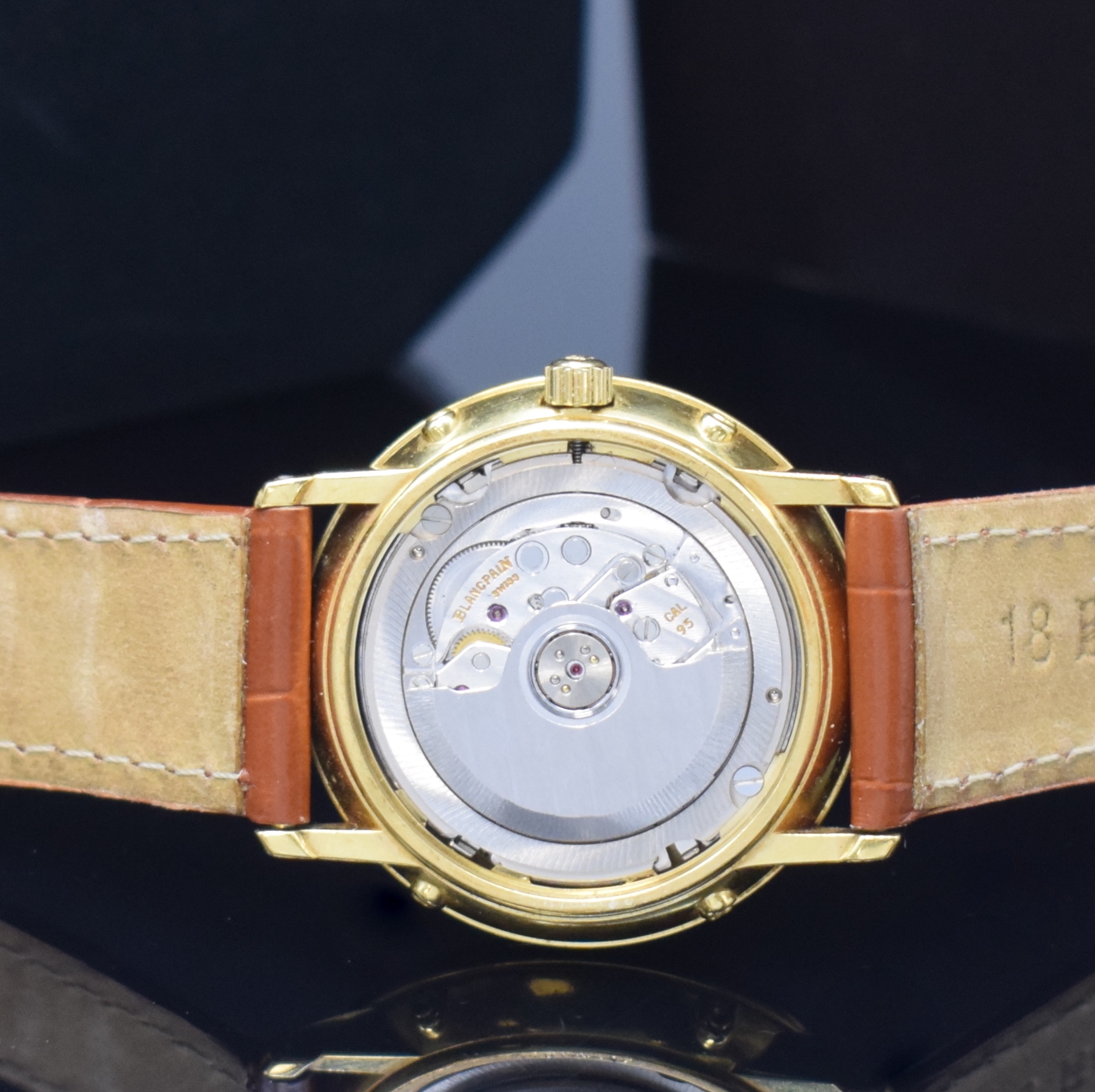 Detail g: BLANCPAIN Villeret Armbanduhr mit "Ewigem Kalender" Referenz 5495 in GG 750/000, Schweiz verk. lt. beil. Garantie 08/1990, Automatik, ...