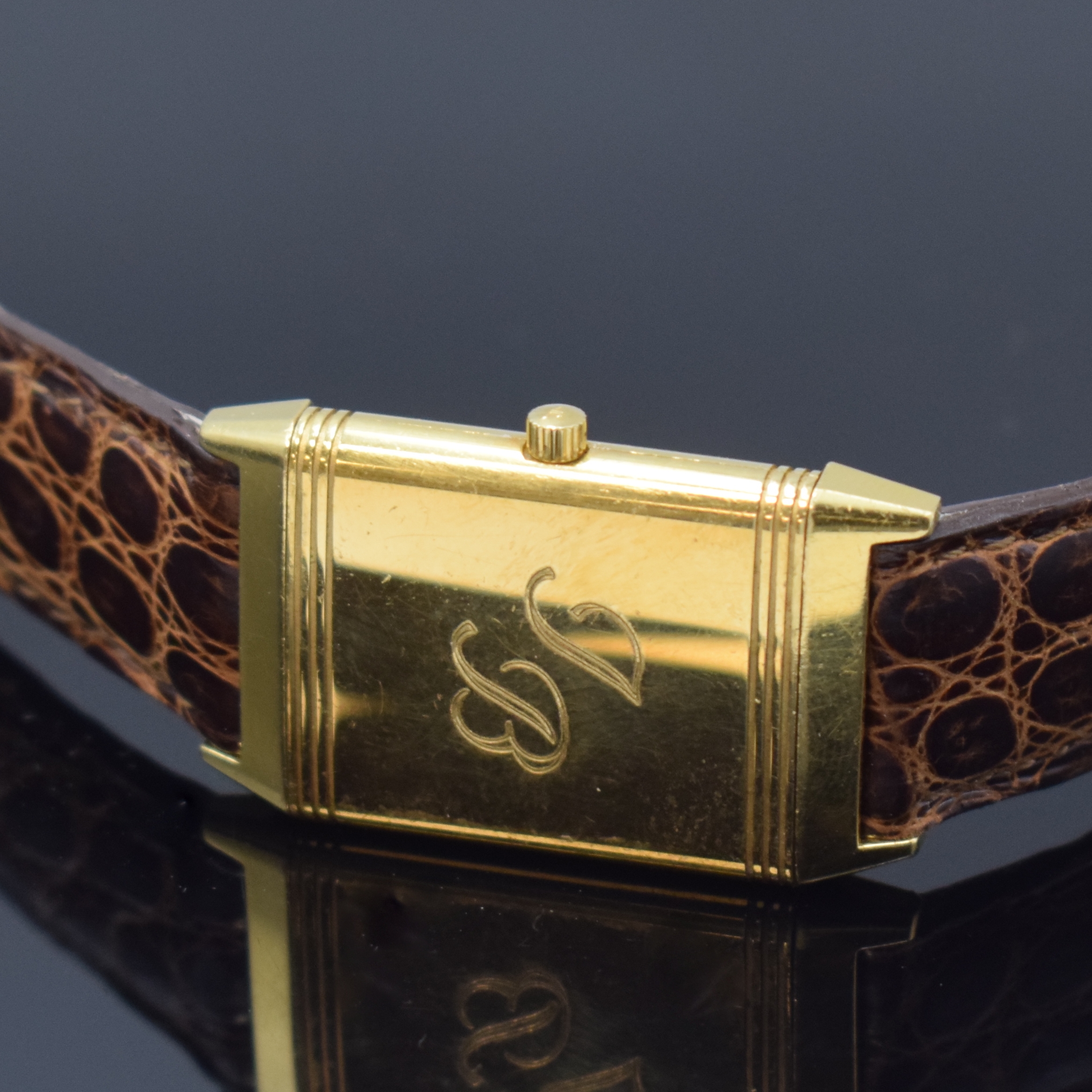 Detail f: Jaeger-LeCoultre Armbanduhr Reverso Classique Referenz 250.1.86 in GG 750/000, Schweiz um 1995, Handaufzug, um 180 Grad drehbares Wendegeh. inkl. ...