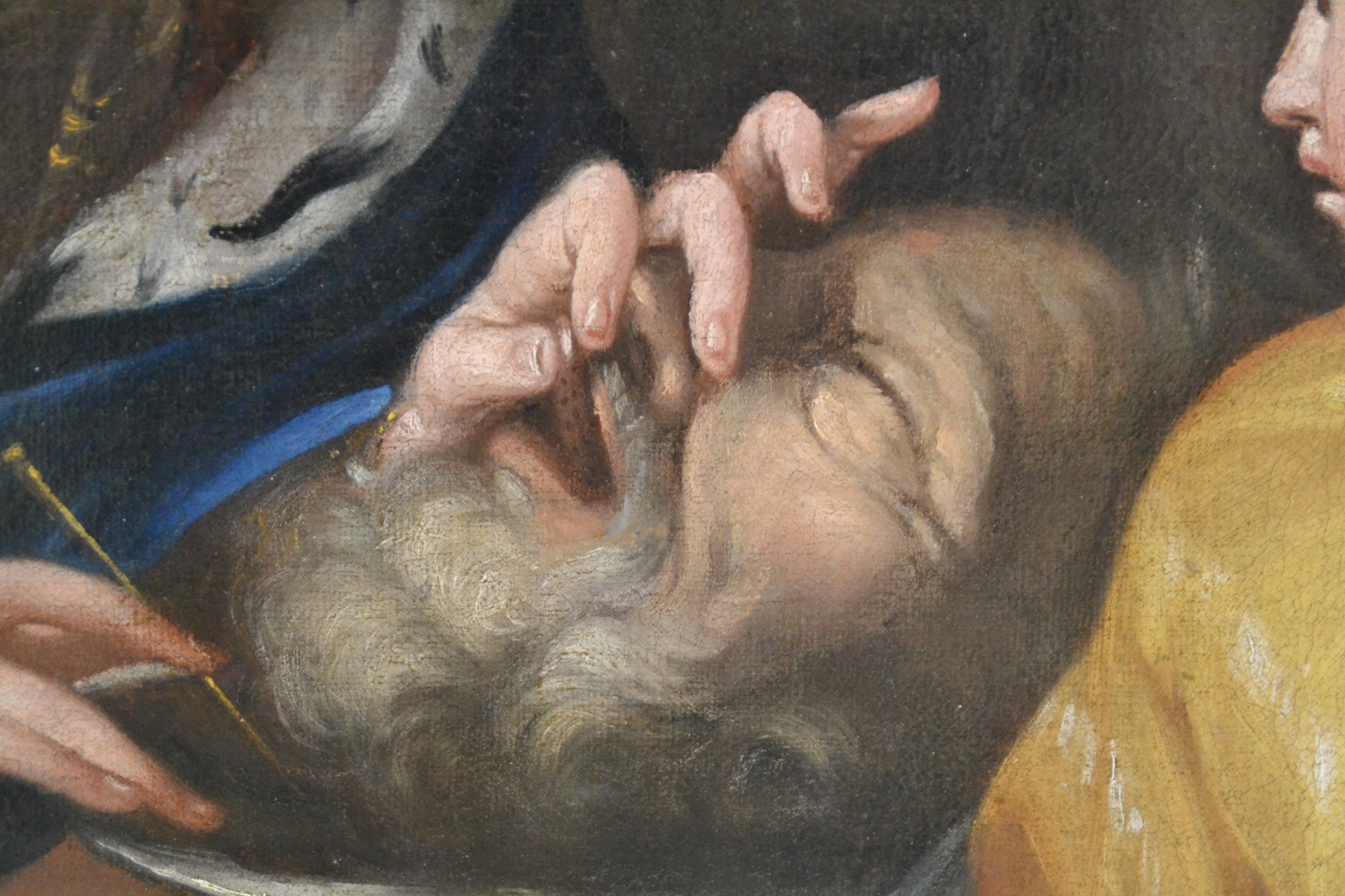 Detail a: Unbekannter Künstler des 19. Jahrhunderts, Salome mit dem Haupt des Johannes, Öl/Lwd, wachsdoubliert, ca. 86x120cm, R. ca. 105139cm