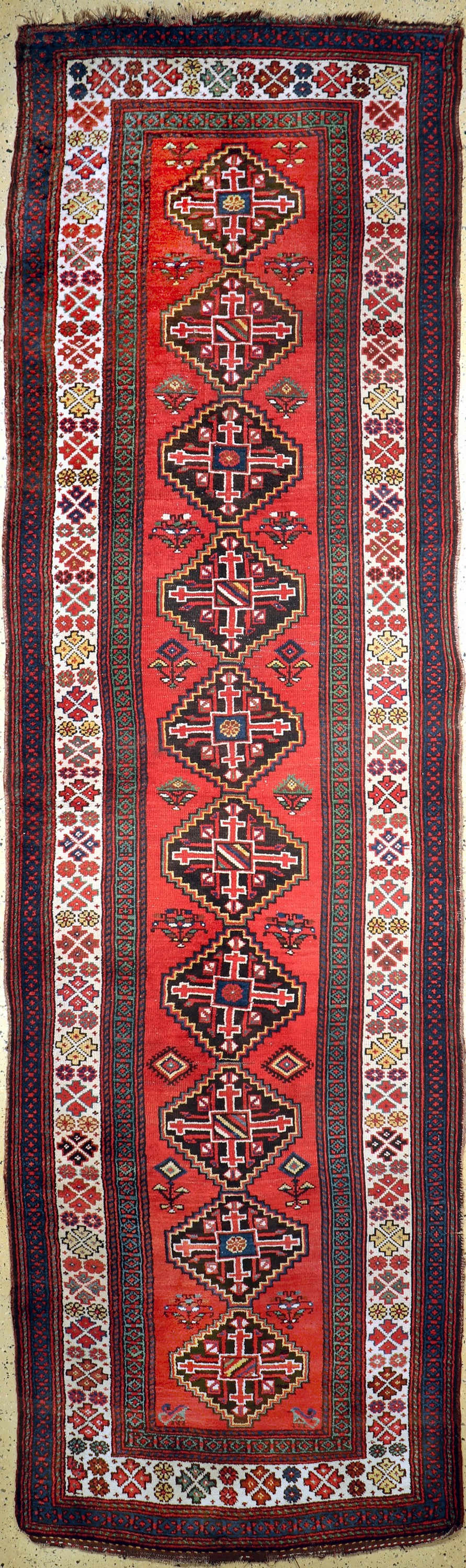 Kelardascht antik, Persien, um 1900, Wolle auf Wolle, ca. 430 x 123 cm, EHZ: 3-4