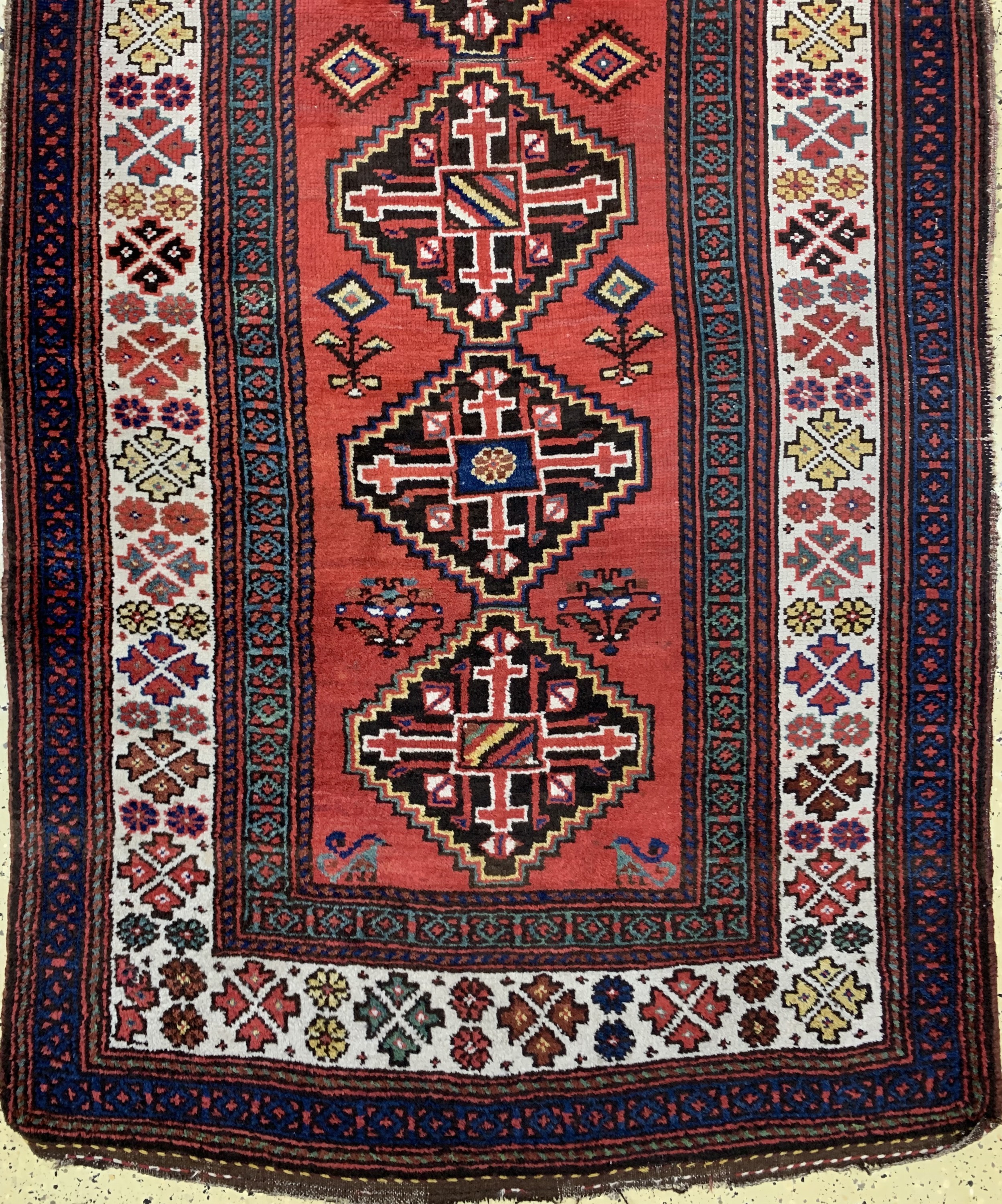 Detail c: Kelardascht antik, Persien, um 1900, Wolle auf Wolle, ca. 430 x 123 cm, EHZ: 3-4