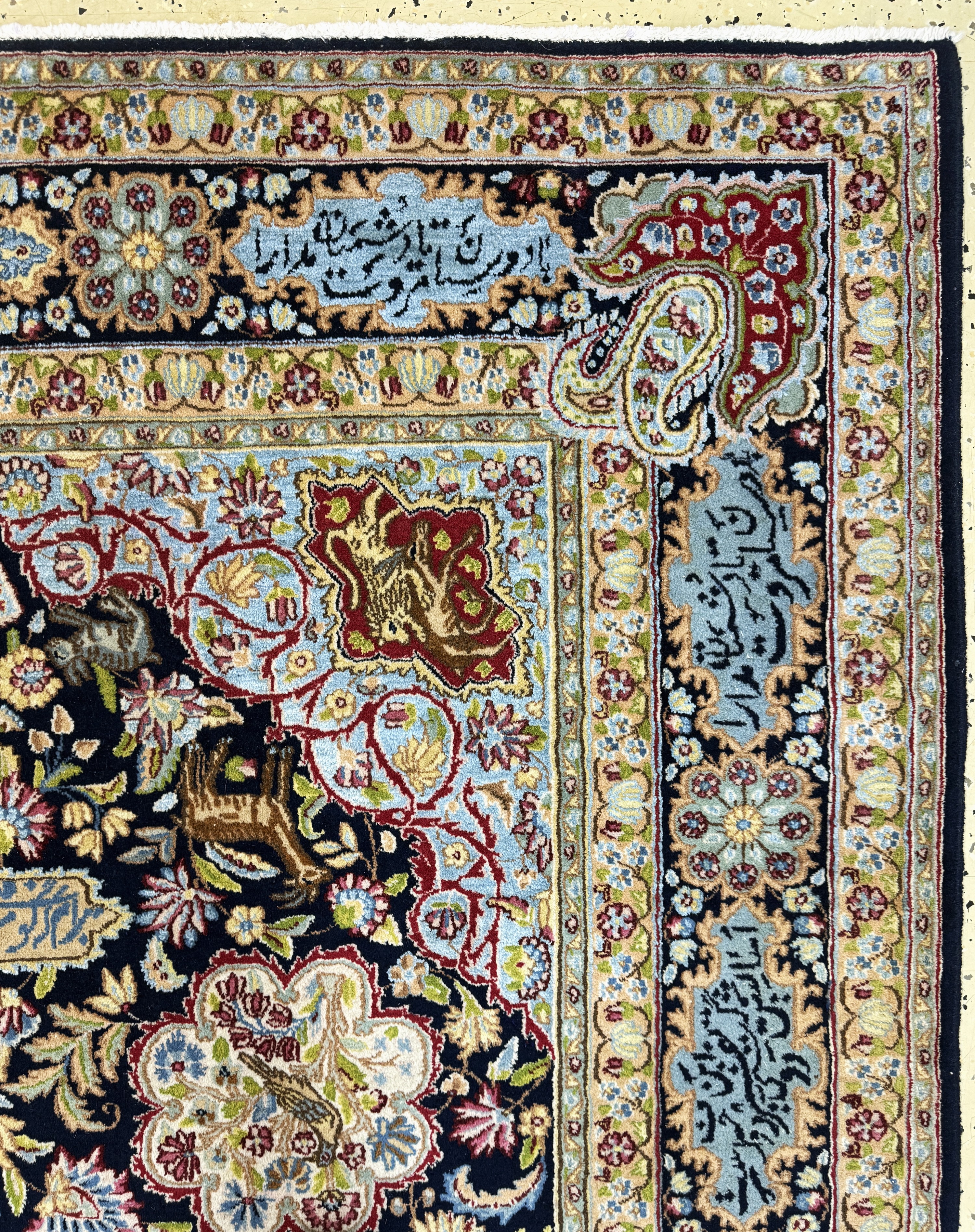 Detail e: Kerman"Königskrone", Persien, Mitte 20.Jhd, Wolle auf Baumwolle, ca. 290 x 205 cm, EHZ: 1-2
