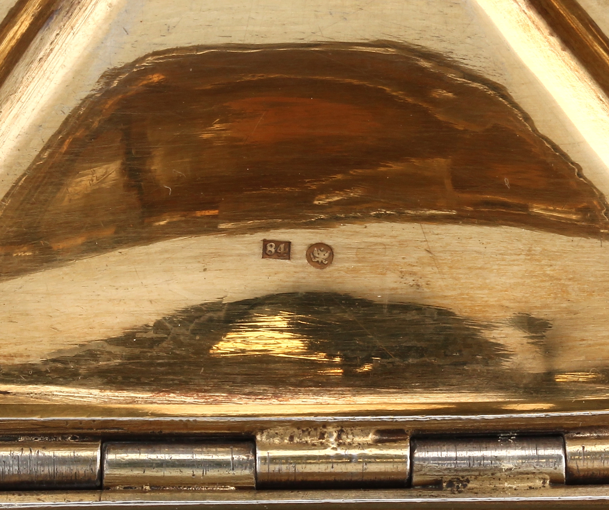 Detail e: Zuckerdose, Warschau 1853, 84er Silber, bauchige Grundform, vierpassig, Deckel mit plastischer Rosenbekrönung, auf 4 Füßen, innenvergoldet, mit ...