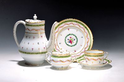 Image Coffee service, Haviland Limoges, 20th century, model Vieux Paris vert, green rim, gold ...