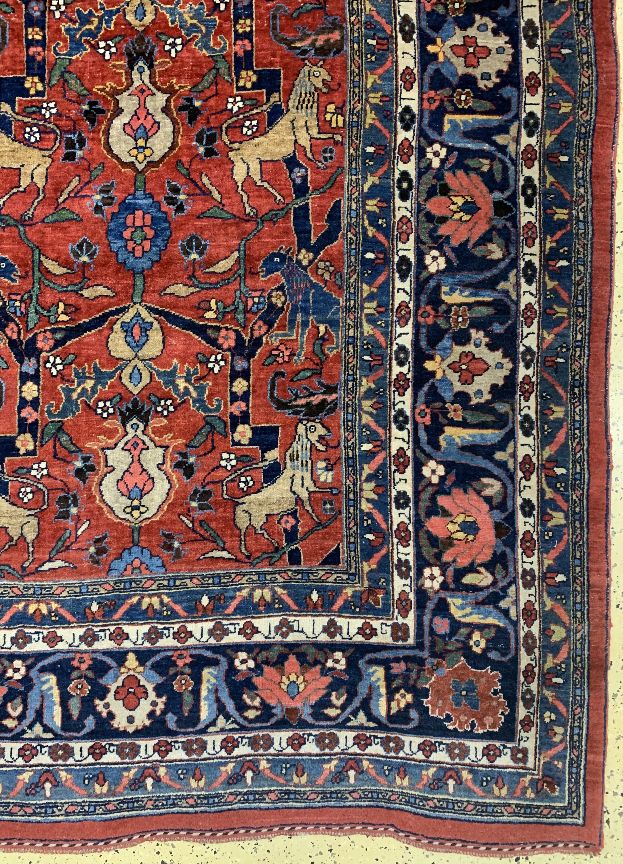 Detail a: Antiker Bidjar, Persien, um 1900, Wolle aufWolle, ca. 400 x 290 cm, minimaler Mottenfraß,EHZ: 2