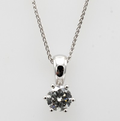 Image 26880767 - Anhänger mit Brillant an Kette, WG 750/000, Brill. ca. 1.00 ct Weiß/si2 in ...