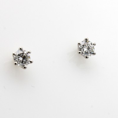 Image 26880861 - Paar Ohrstecker mit Brillanten, WG 750/000, 2 Brill. zus. ca. 0.80 ct Weiß/si, in ...