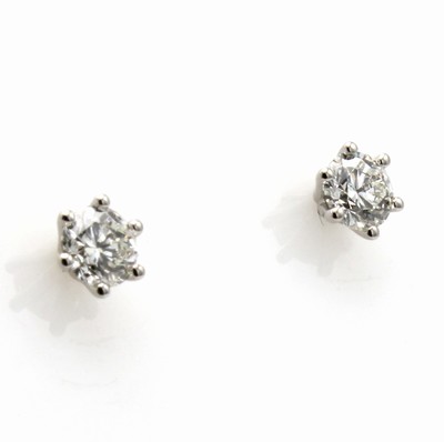 Image 26880862 - Paar Ohrstecker mit Brillanten, WG 750/000, 2 Brill. zus. ca. 1.00 ct Weiß/si, in ...