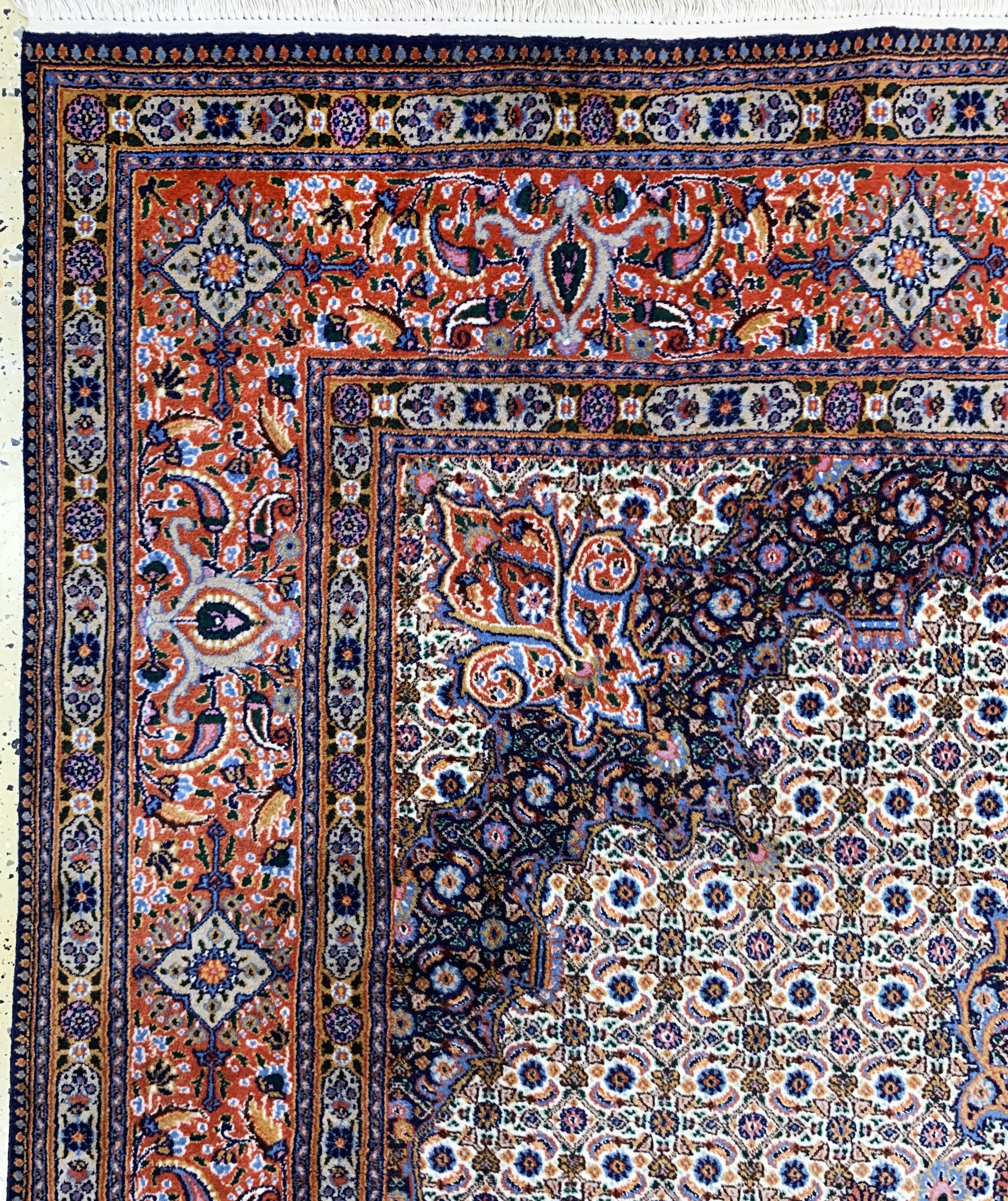 Detail d: Mud fein, Persien, Ende 20.Jhd, Korkwolle mit Seide, ca. 285 x 200 cm, EHZ: 2