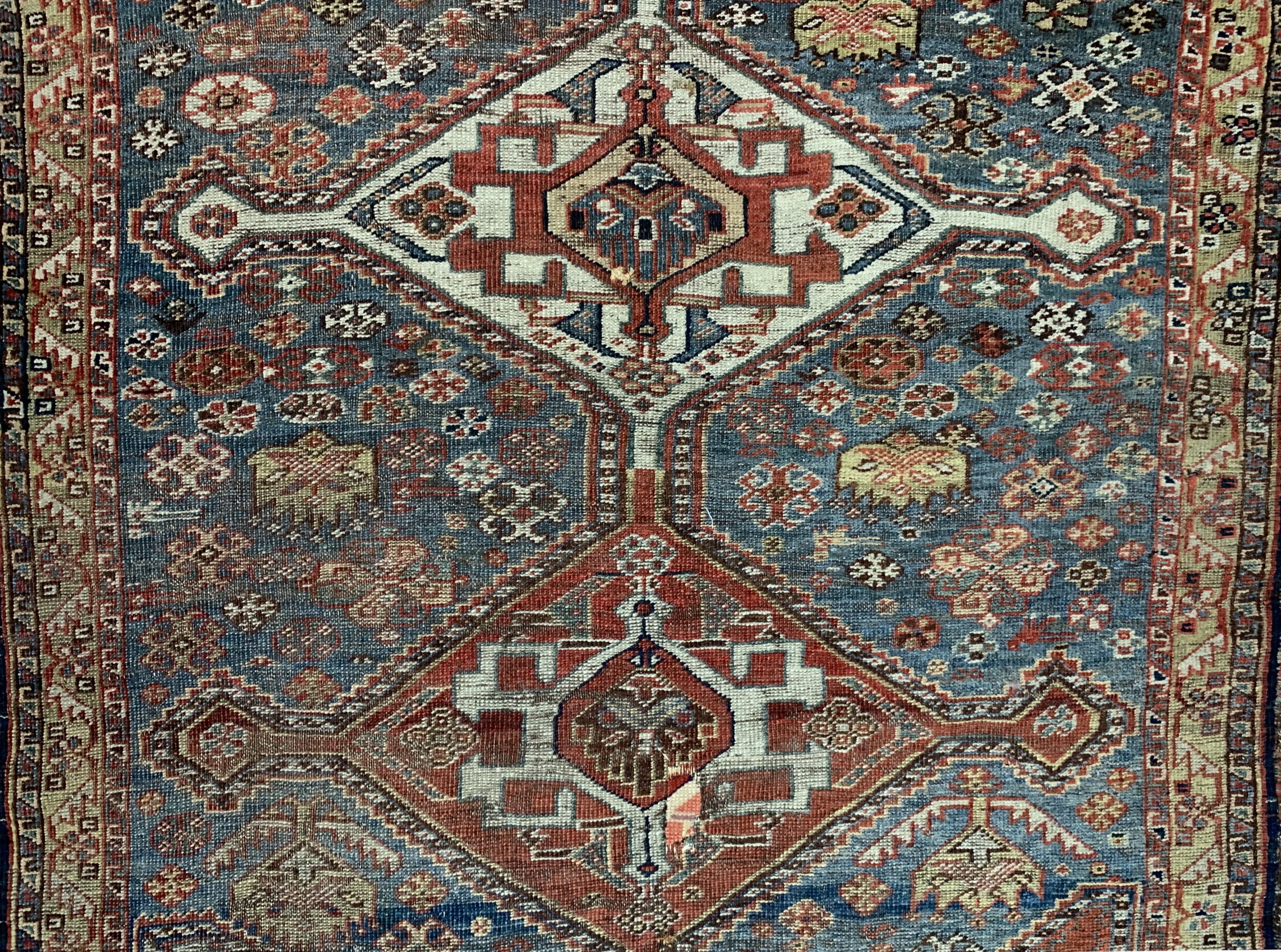 Detail b: Antiker Khamseh, Persien, 19.Jhd, Wolle aufWolle, ca. 190 x 115 cm, EHZ: 4