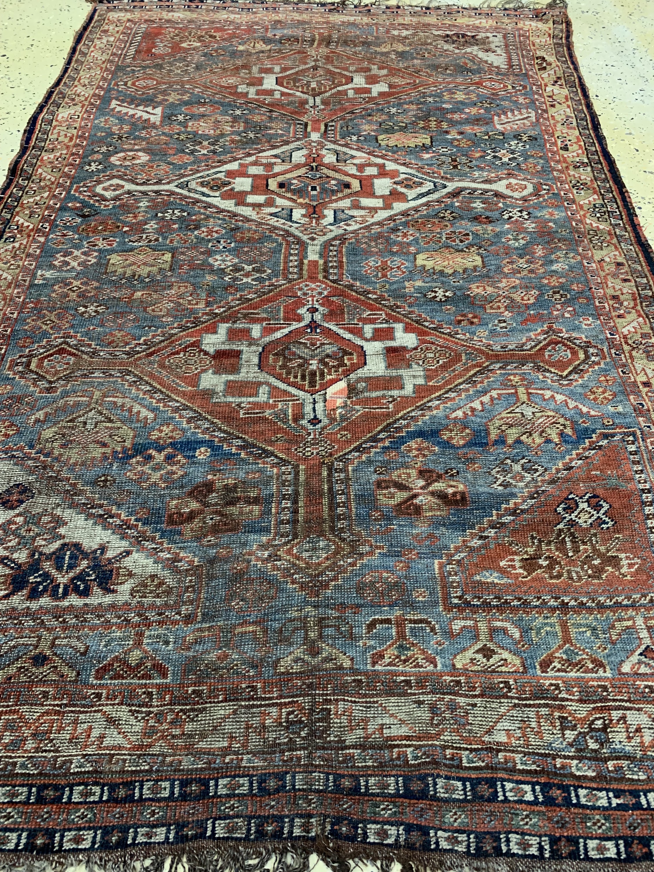 Detail d: Antiker Khamseh, Persien, 19.Jhd, Wolle aufWolle, ca. 190 x 115 cm, EHZ: 4