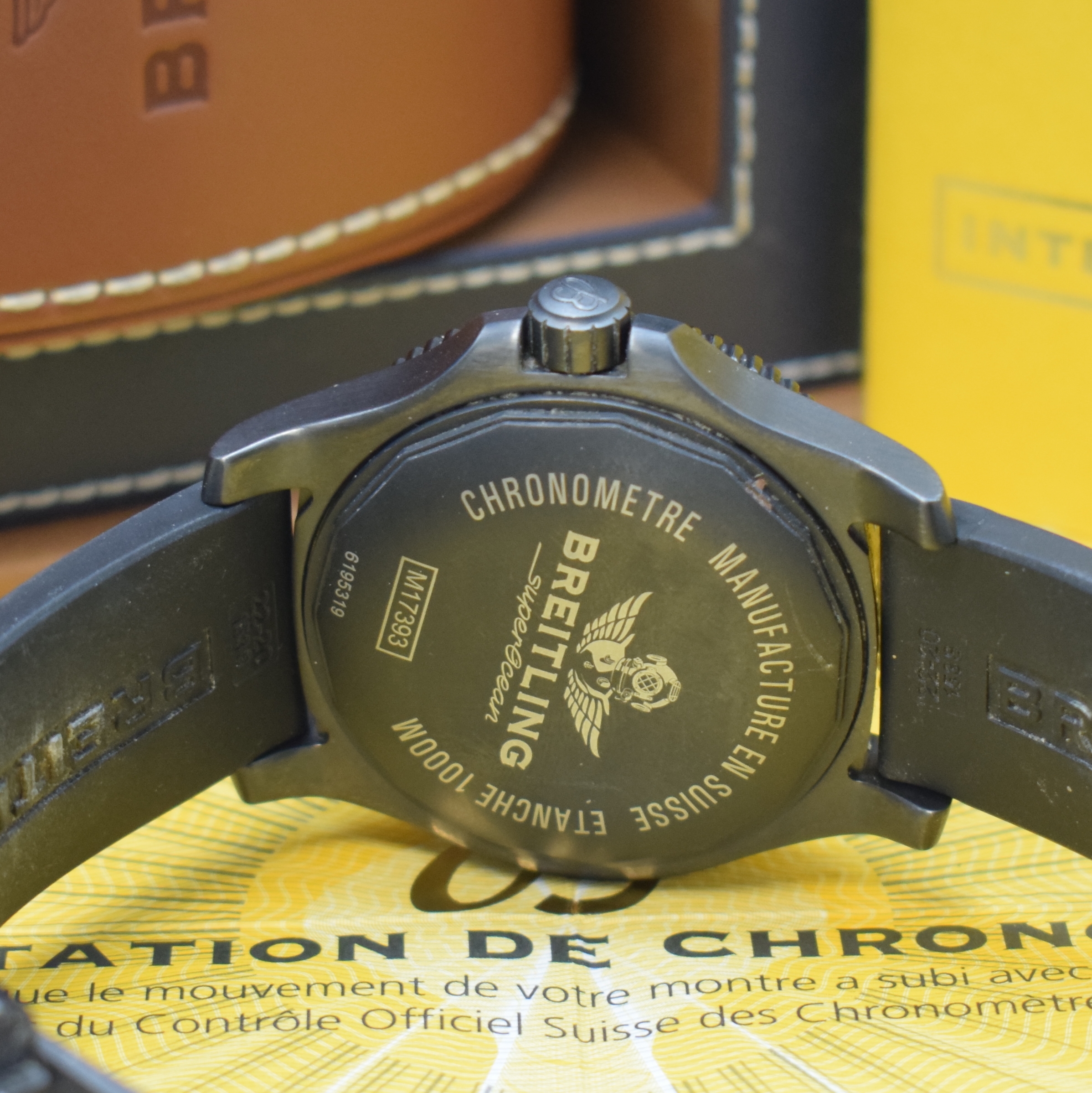 Detail e: BREITLING Herrenarmbanduhr Superocean 44 Special Referenz M17393, Schweiz verk. lt. beil. Pap. 12/2018, Automatik, DLC beschichtetes Edelstahlgeh. ...