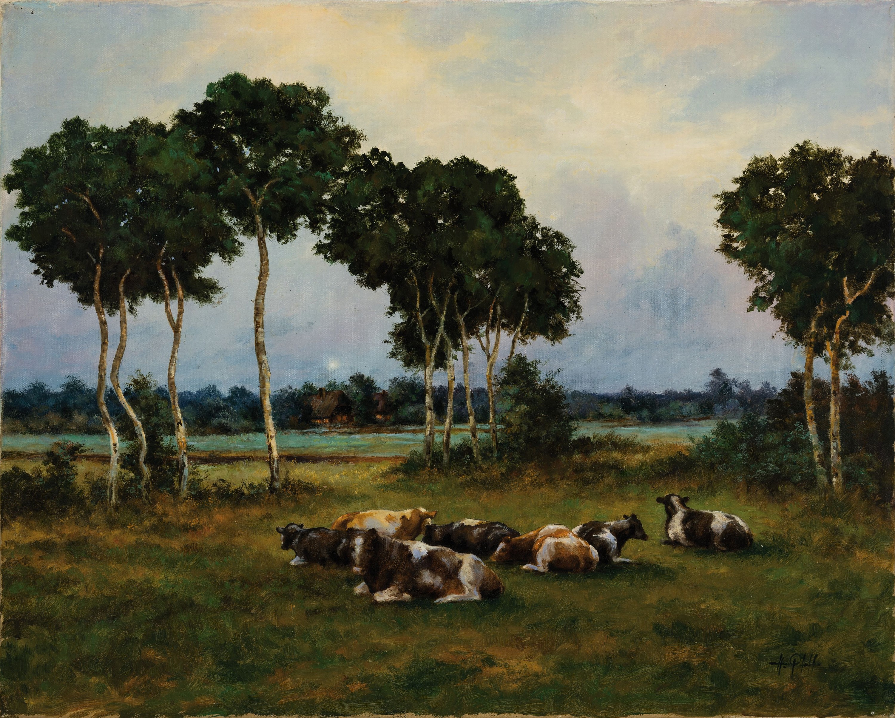 Hans Pfaff, 1939-2019, Kühe auf der Weide, Öl/Lwd, rechts unten sign., ca. 40x50cm