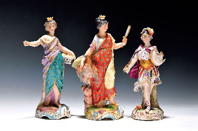 Image 26881830 - 3 Porzellanfiguren, allegorische Darstellungen, Derby und Bock-Wallendorf, 20.Jh., ...